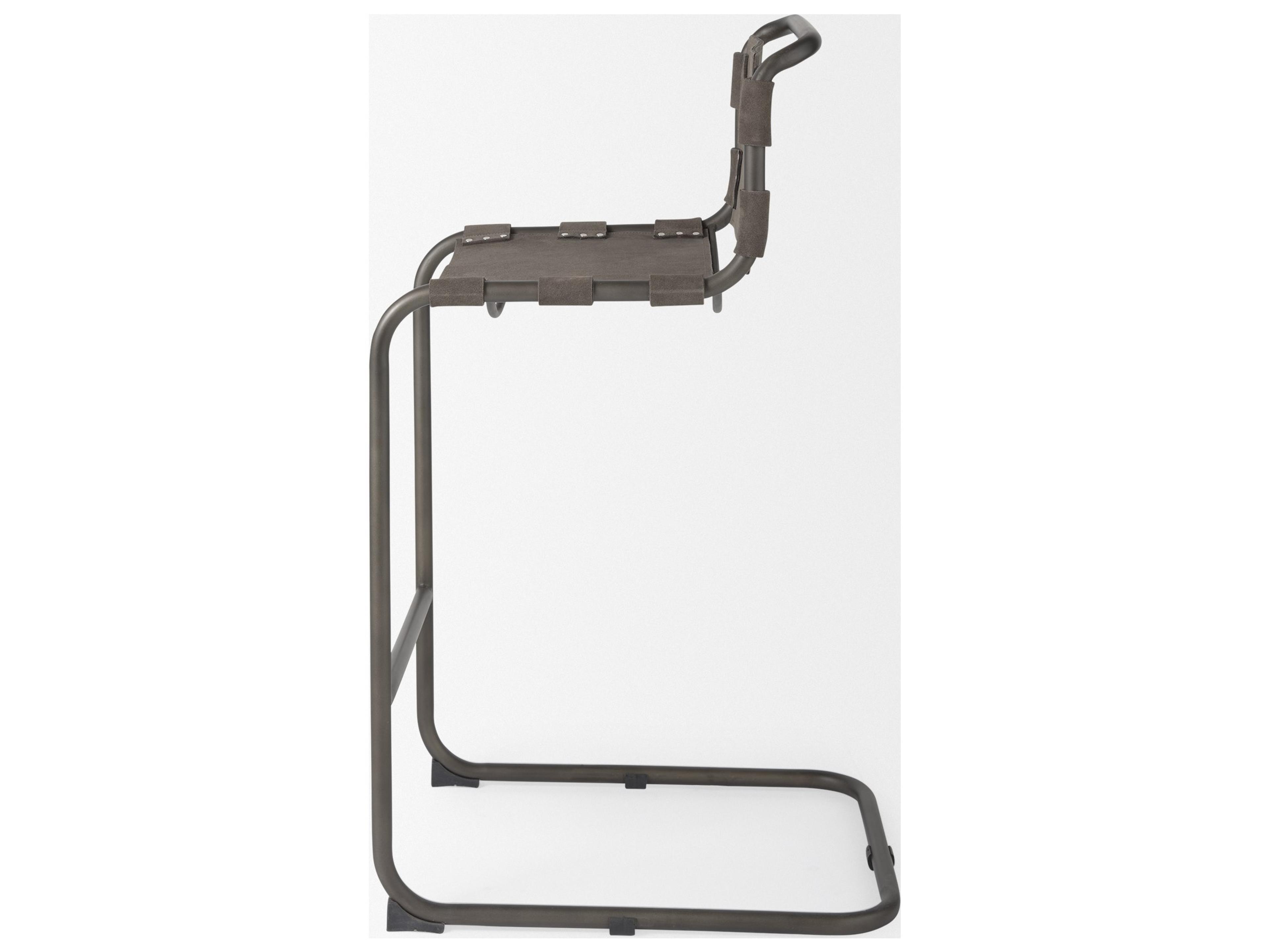 Mercana Berbick 43" Total Height Brown/Gray Suede w/ Iron Frame Bar Stool