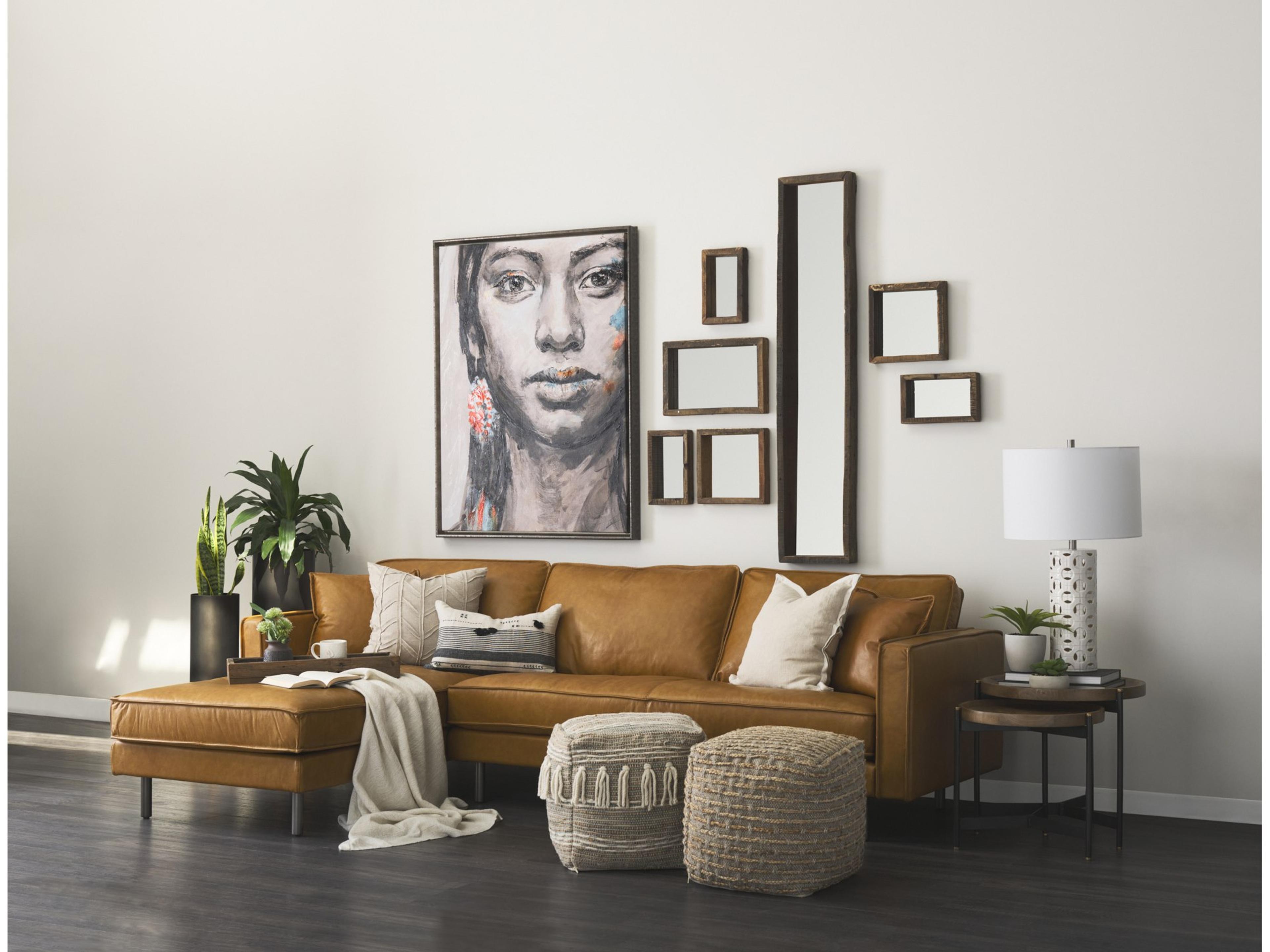 Mercana Marquisa (Set of 2) 22.5L x 22.5W x 20.8H Light Brown Wood W/ Black Metal Base Nesting Side Tables