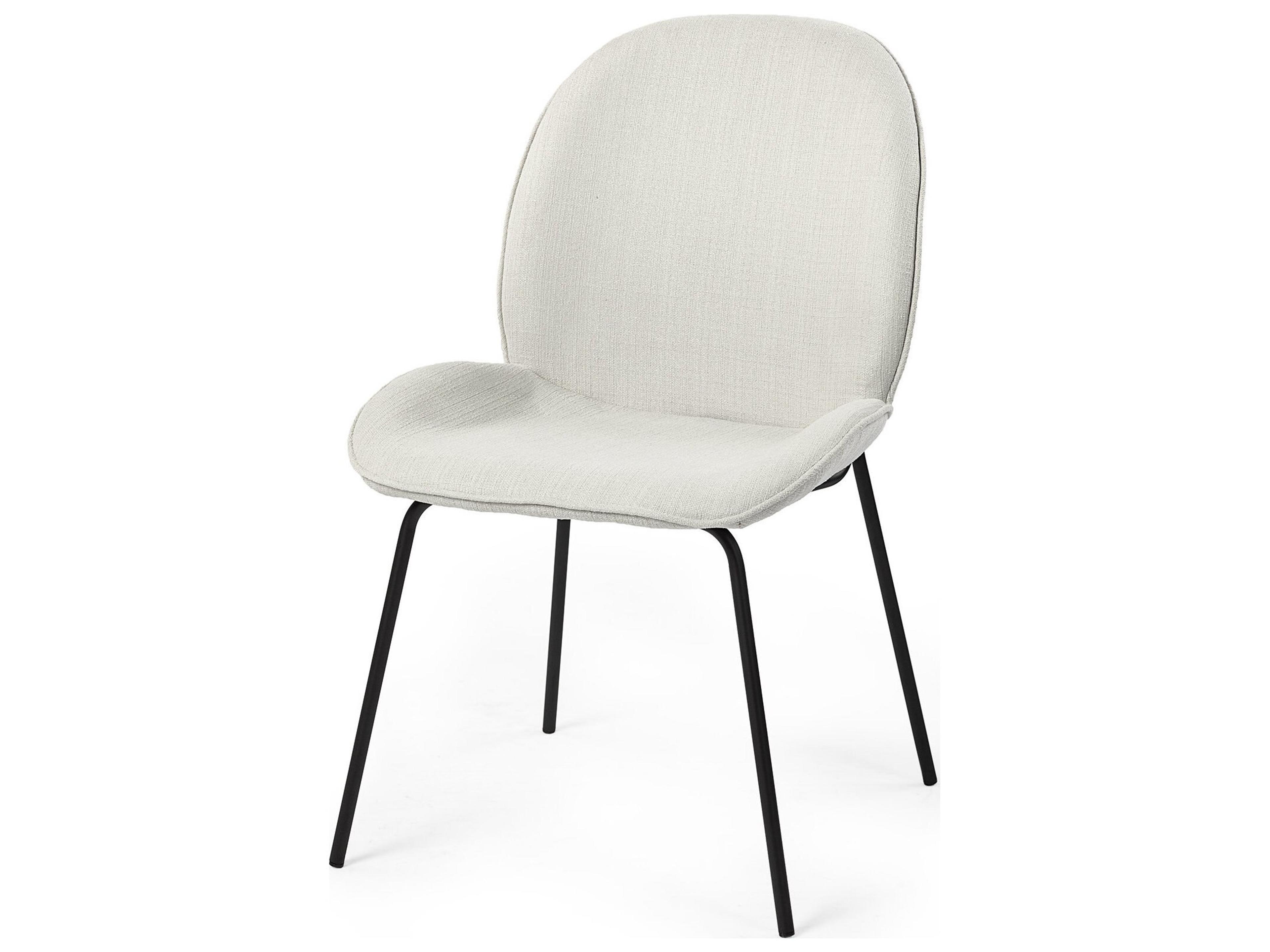 Inala White Fabric Seat Black Metal Frame Dining Chair