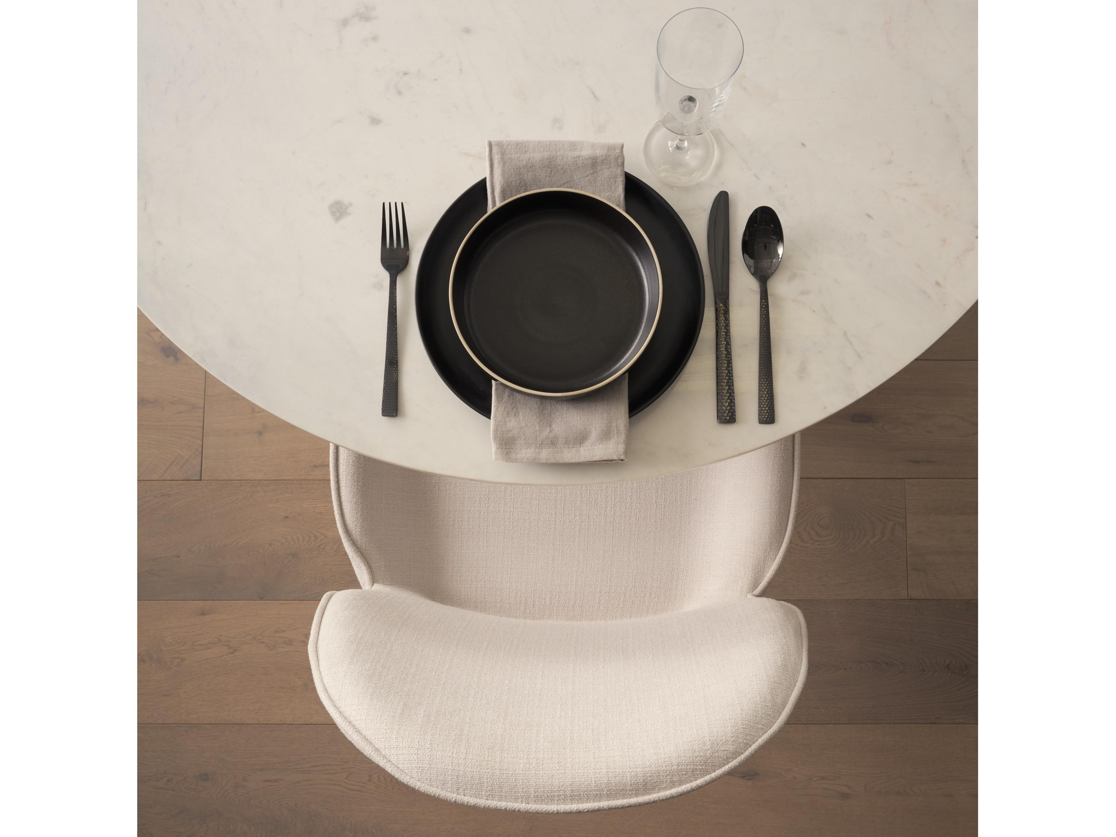 Mercana Inala White Fabric Seat Black Metal Frame Dining Chair