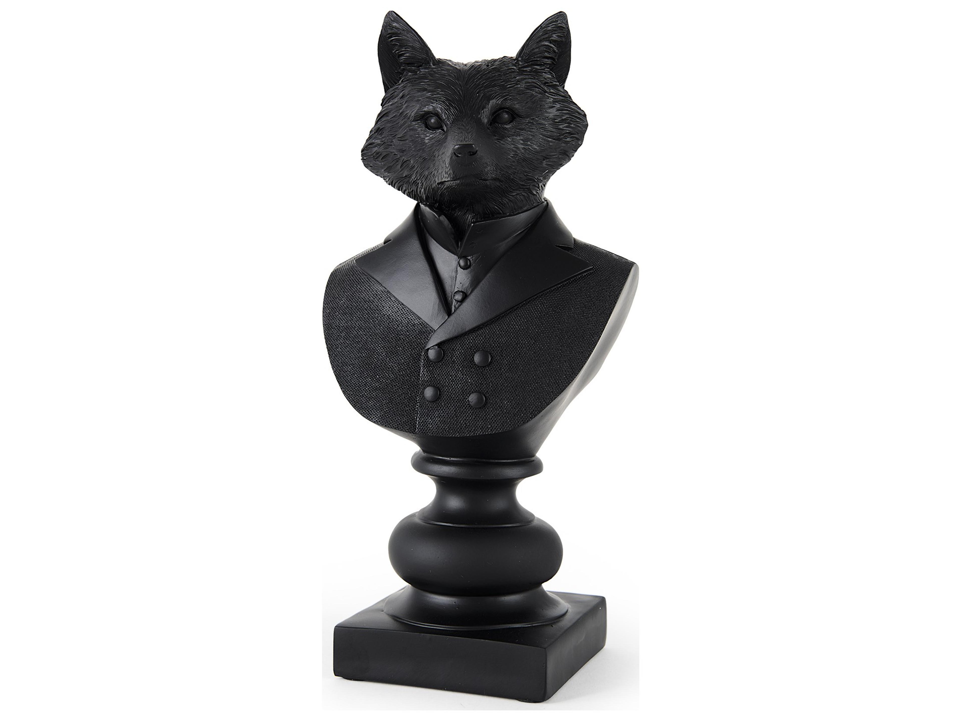 Murray 6.0L x 4.5W x 13.0H Black Painted Resin Fox in a Suit Bust