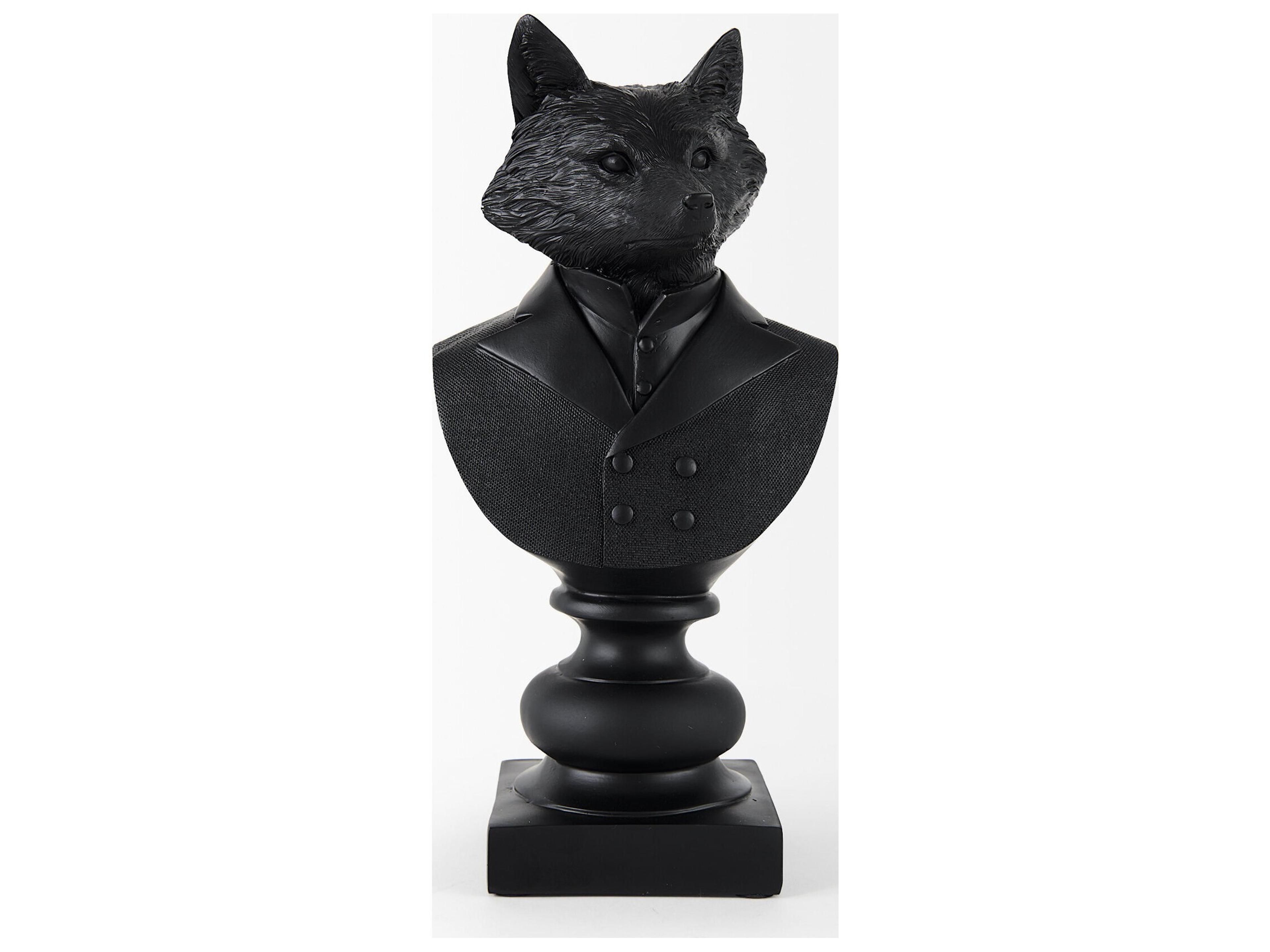 Mercana Murray 6.0L x 4.5W x 13.0H Black Painted Resin Fox in a Suit Bust