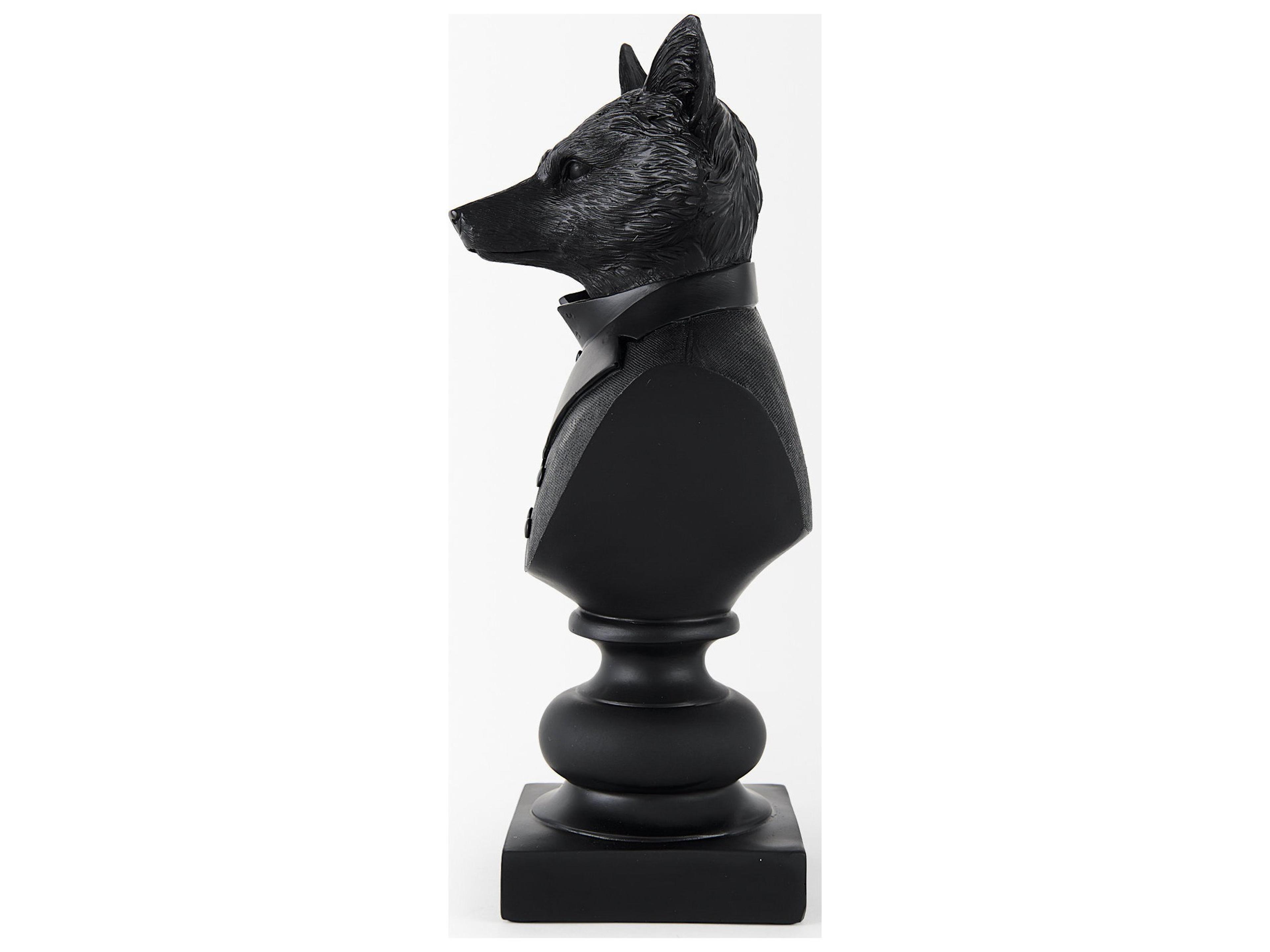 Mercana Murray 6.0L x 4.5W x 13.0H Black Painted Resin Fox in a Suit Bust