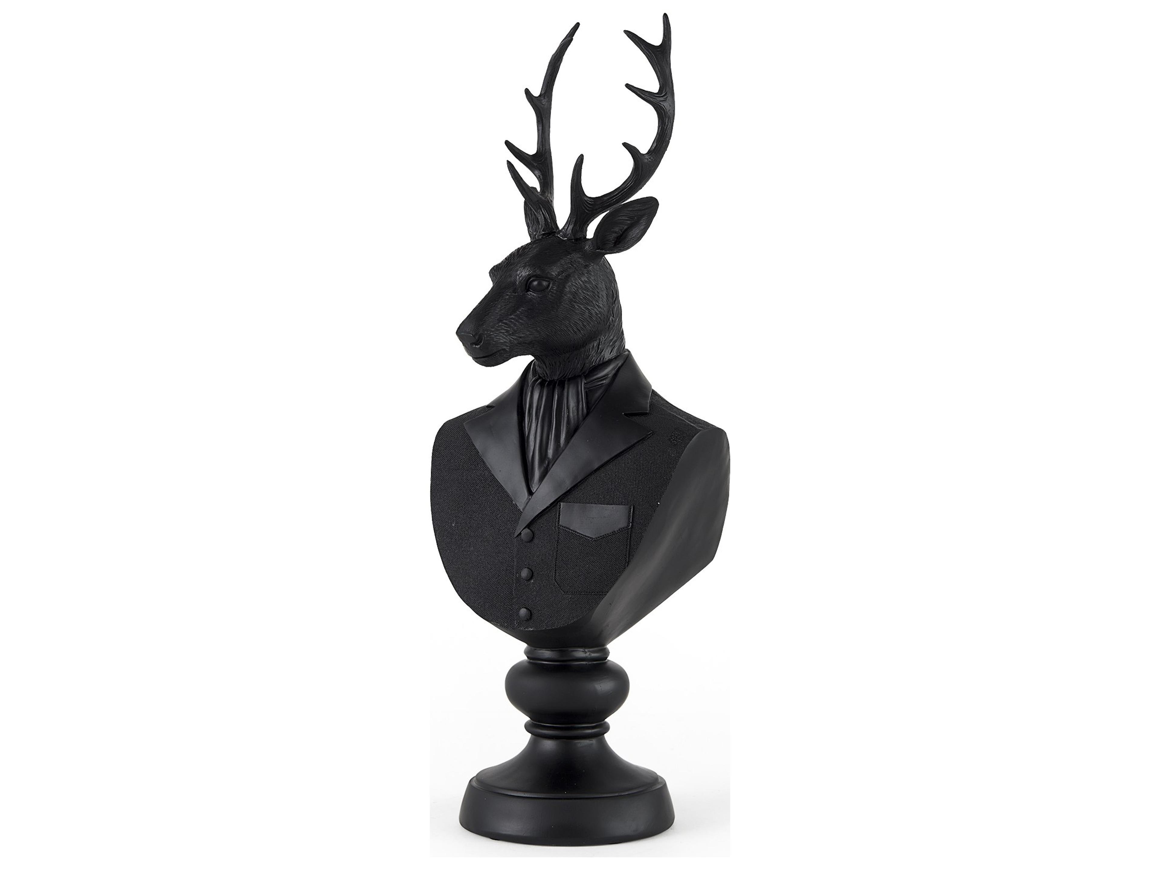 Mozart 8.2L x 6.0W x 22.5H Black Painted Resin Deer Bust