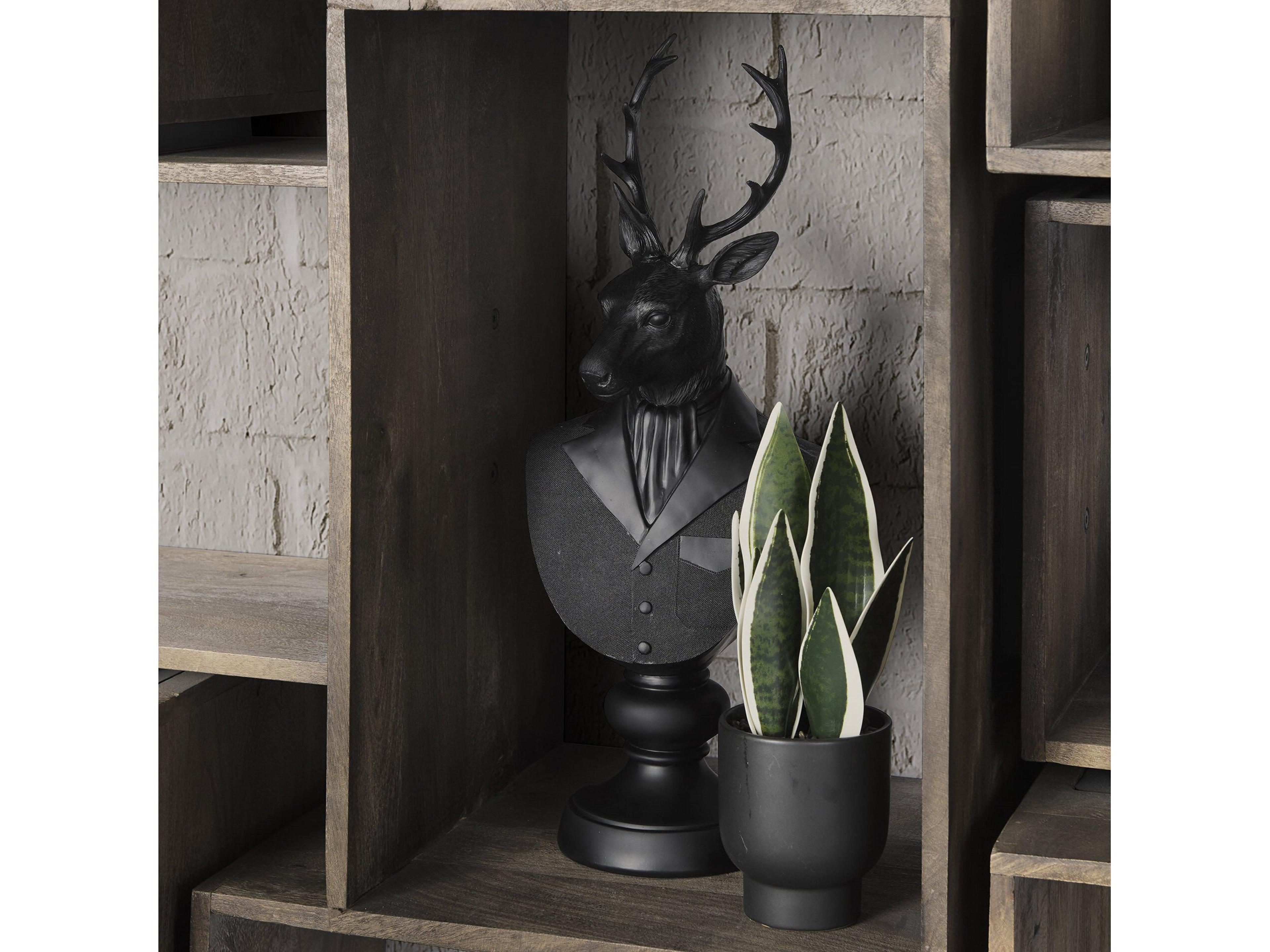 Mercana Mozart 8.2L x 6.0W x 22.5H Black Painted Resin Deer Bust