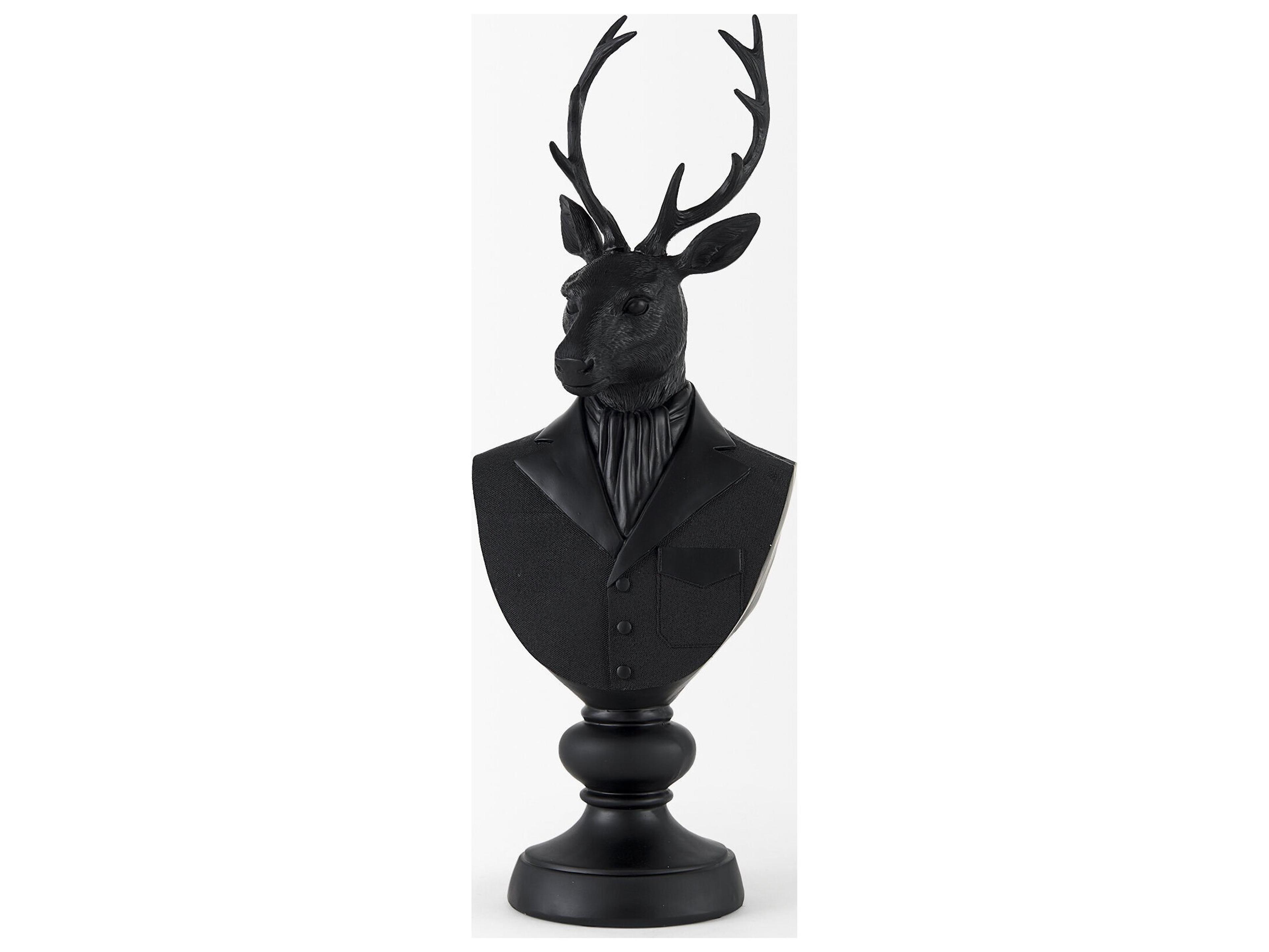 Mercana Mozart 8.2L x 6.0W x 22.5H Black Painted Resin Deer Bust