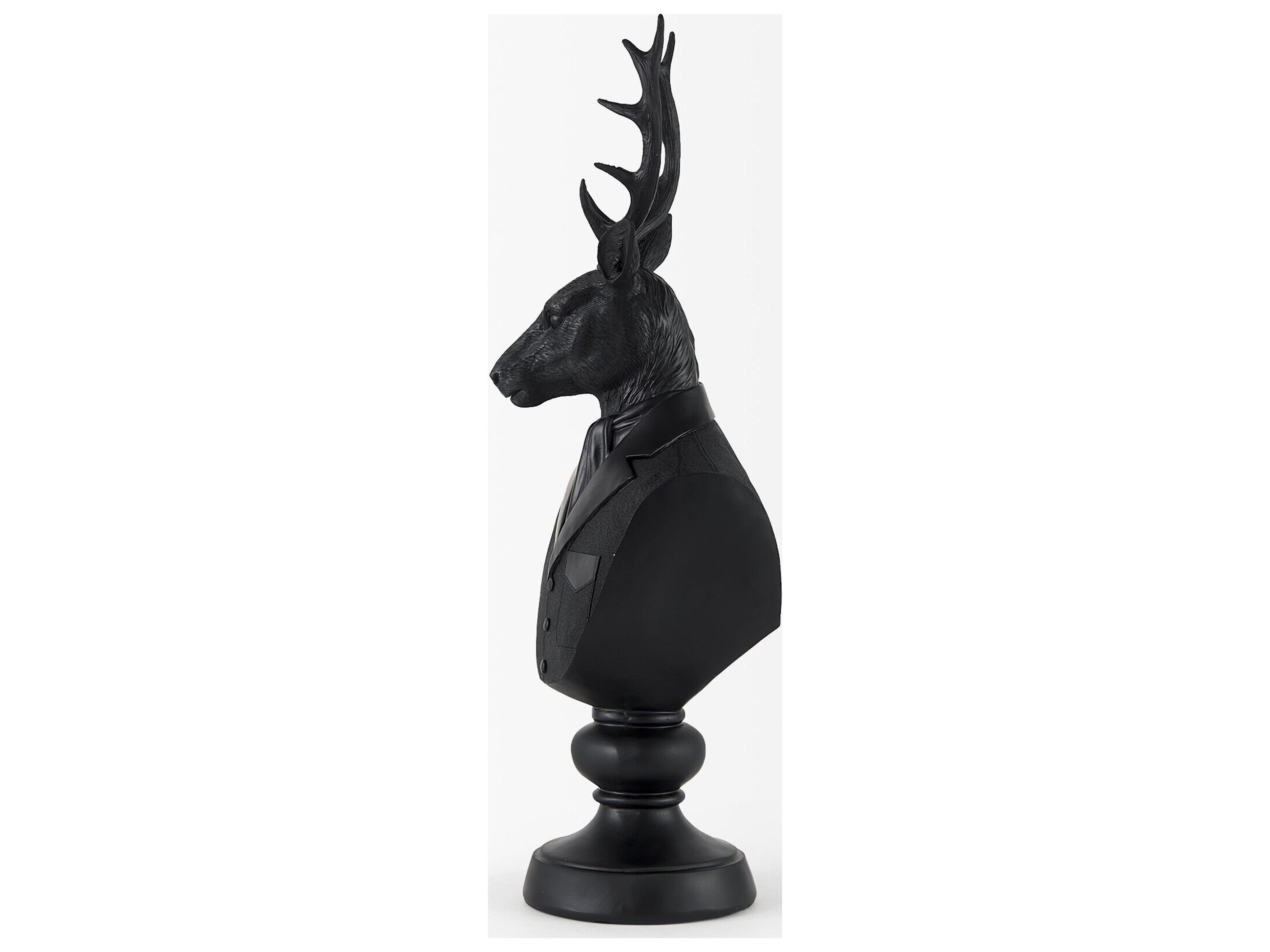 Mercana Mozart 8.2L x 6.0W x 22.5H Black Painted Resin Deer Bust