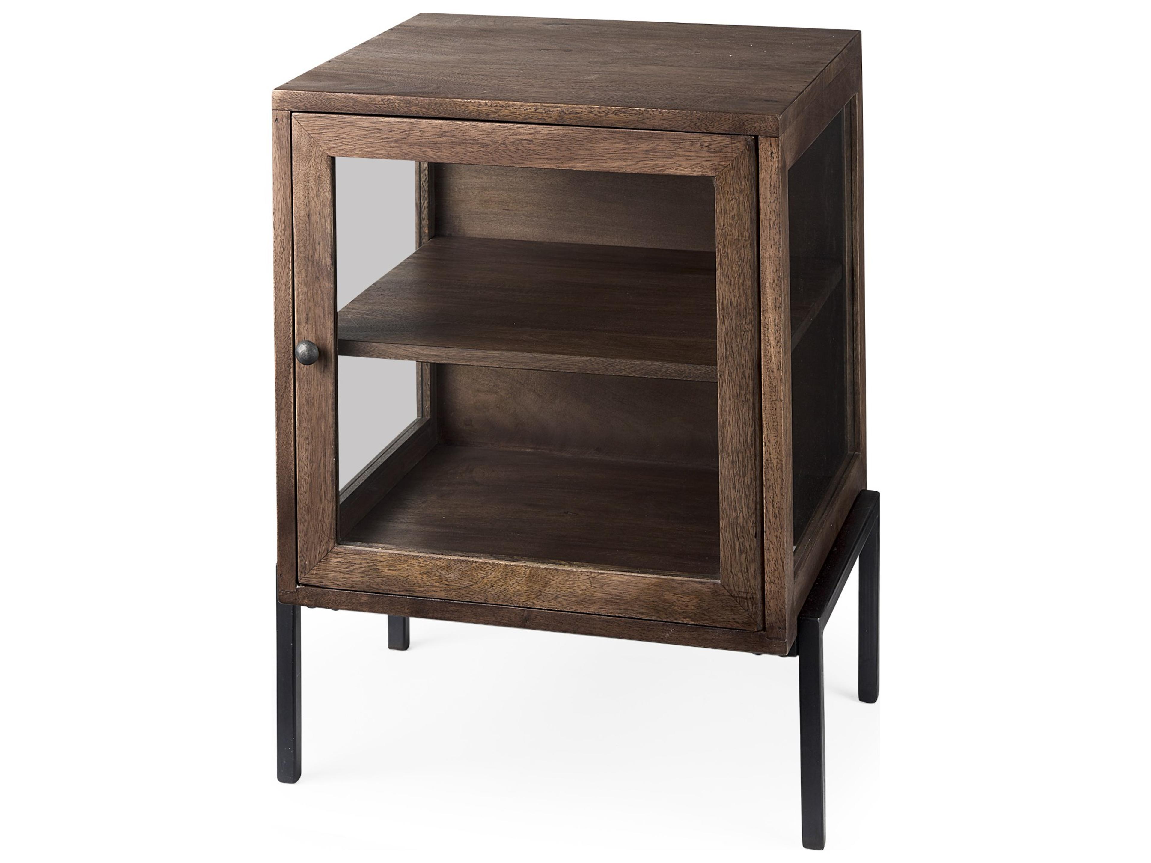 Arelius 20L x 18W x 26H  Medium Brown Wood W/ Black Metal Frame End/Side Table