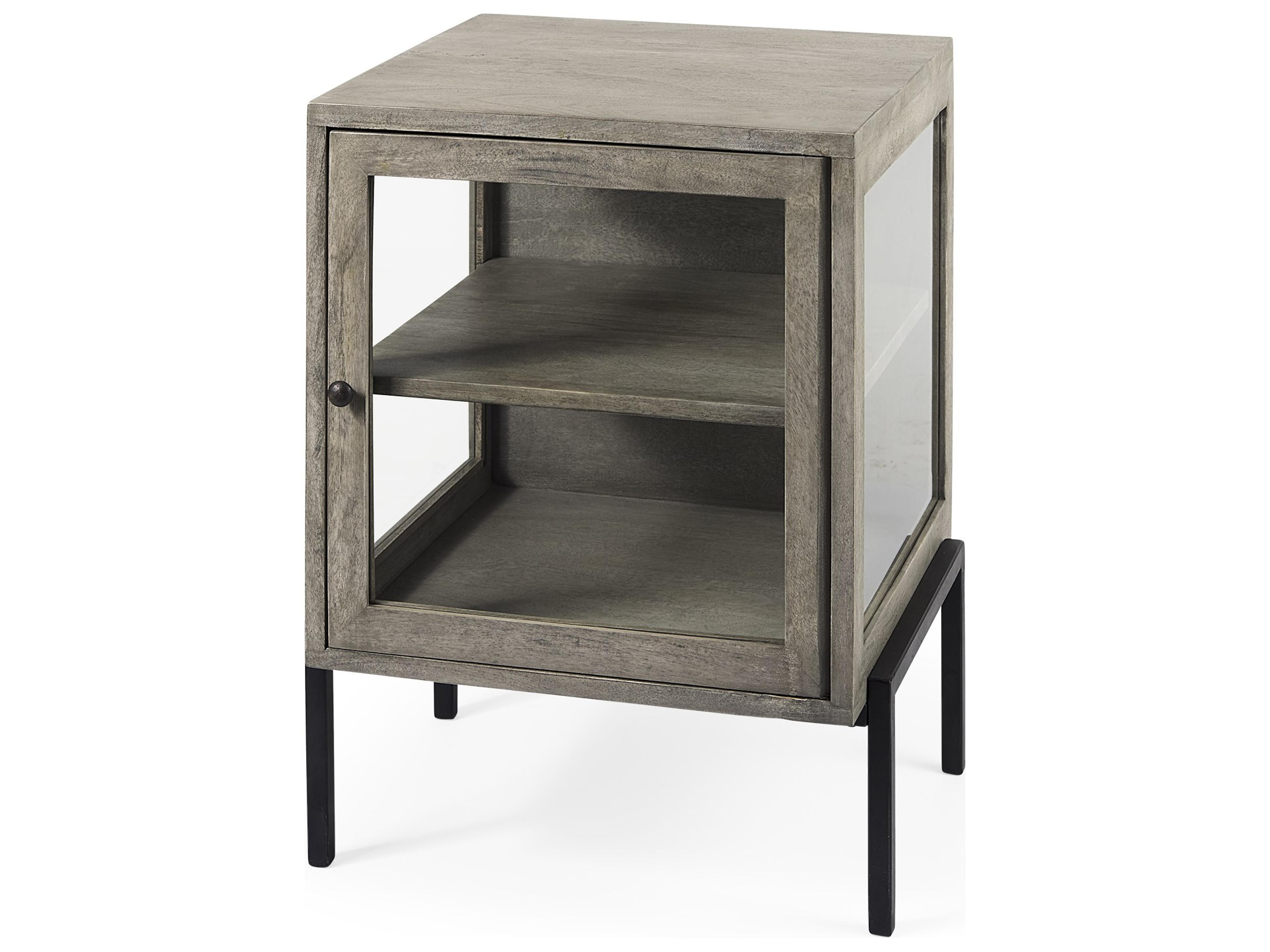 Arelius 20L x 18W x 26H Gray Wood W/ Black Metal Frame End/Side Table