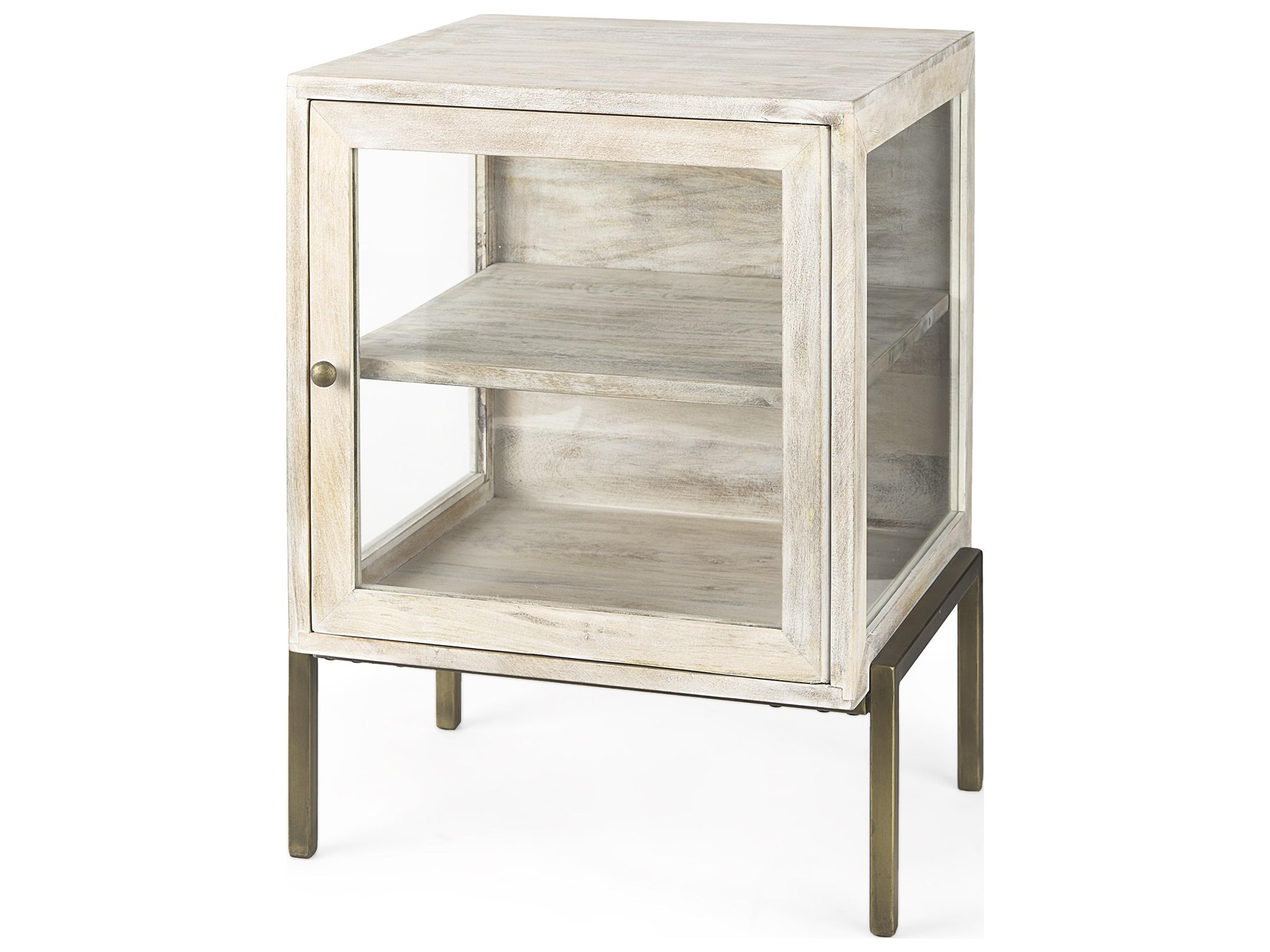 Arelius 20L x 18W x 26H White Wood W/ Gold Metal Frame End/Side Table