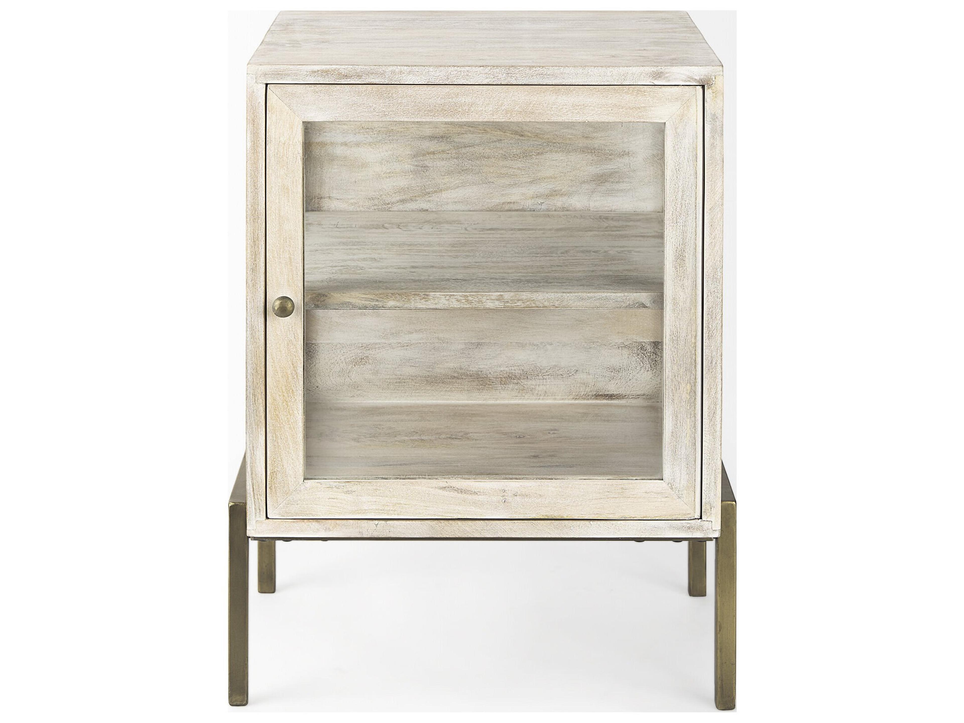 Mercana Arelius 20L x 18W x 26H White Wood W/ Gold Metal Frame End/Side Table