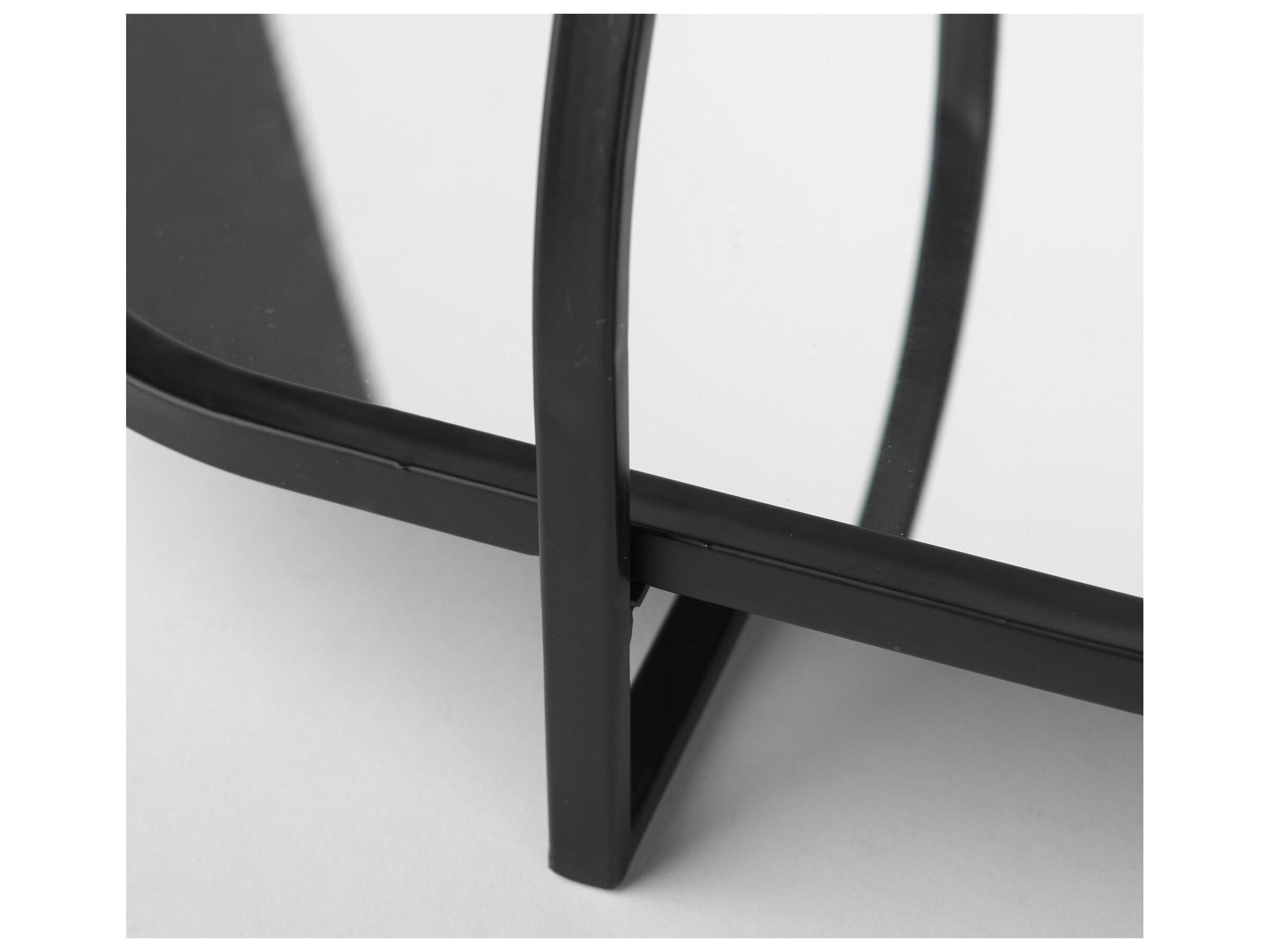 Mercana Evianna 30L x 7W x 7H Mirrored W/Black Metal Frame Tray