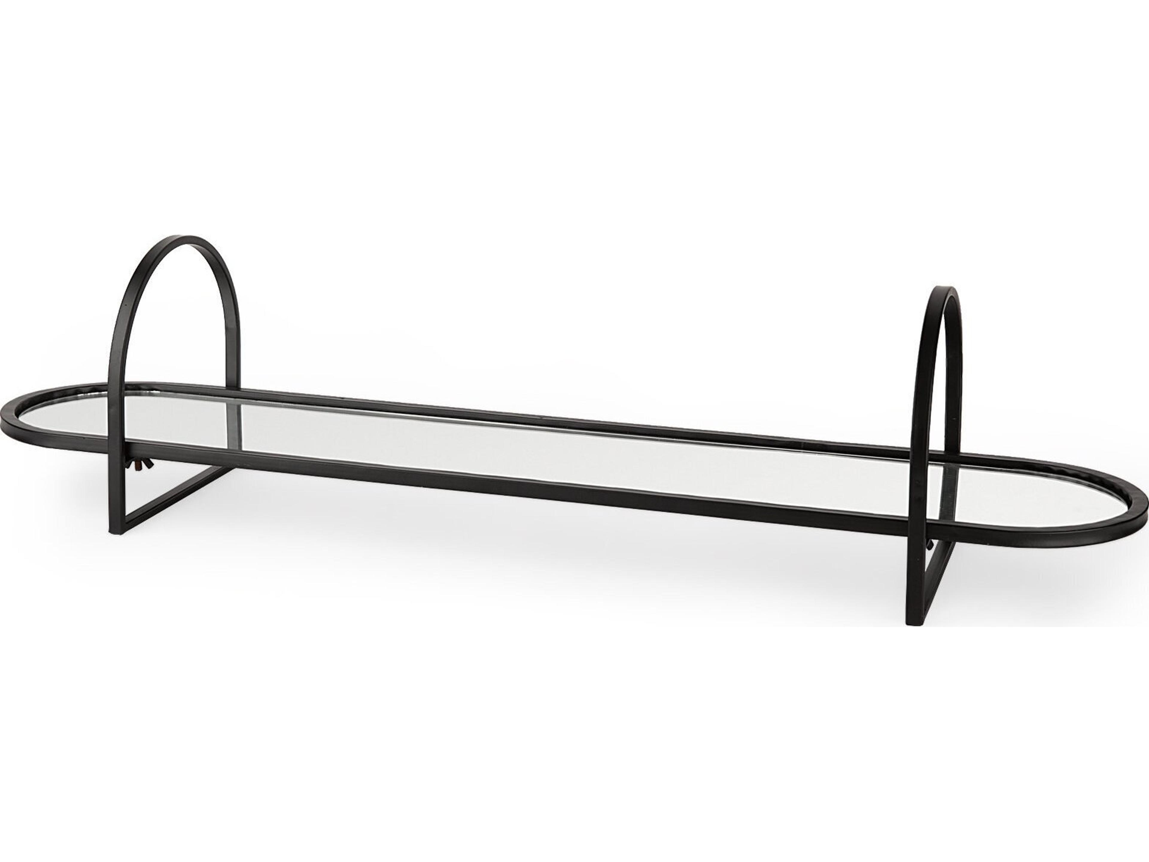 Mercana Evianna 30L x 7W x 7H Mirrored W/Black Metal Frame Tray