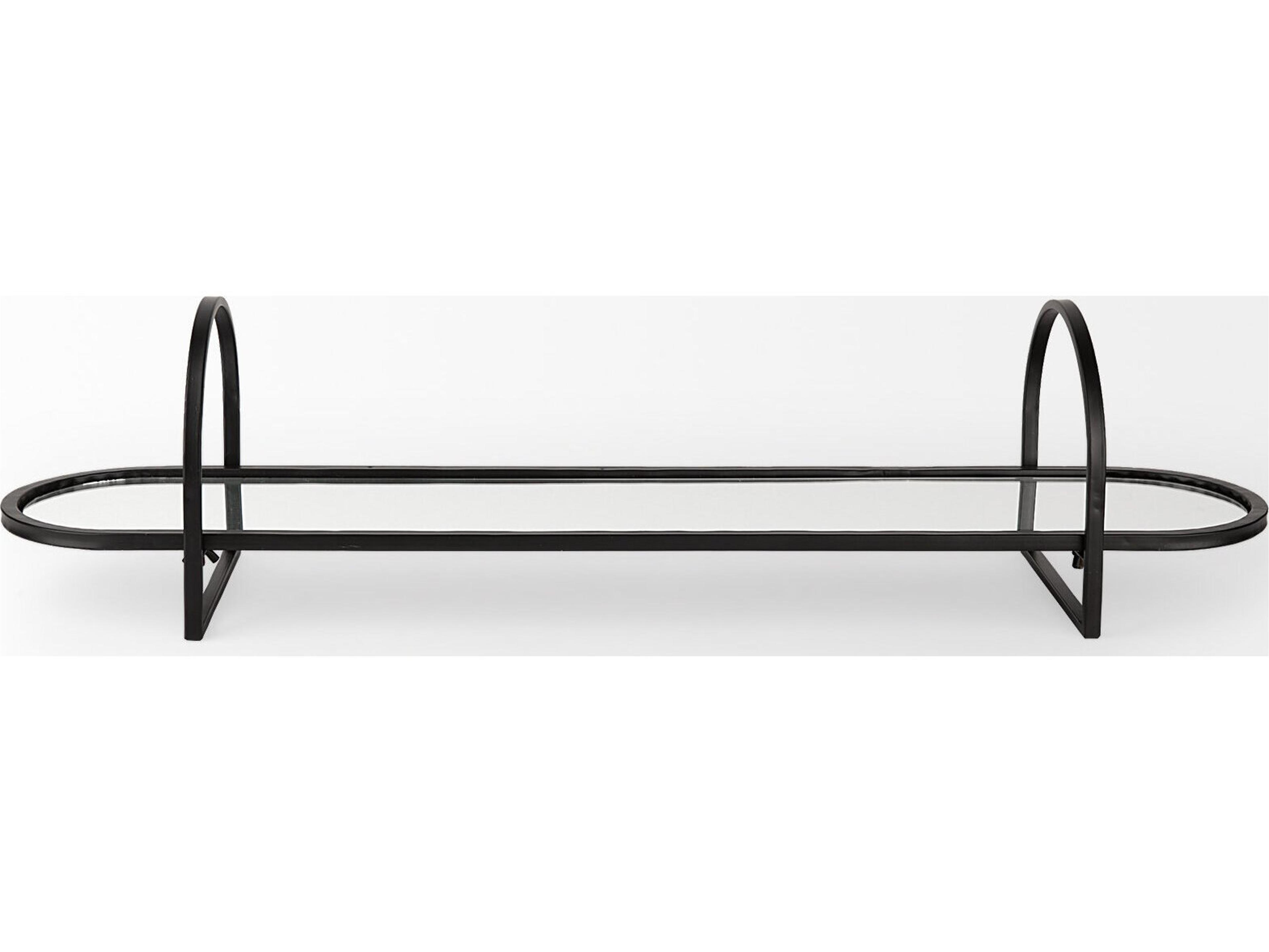 Mercana Evianna 30L x 7W x 7H Mirrored W/Black Metal Frame Tray