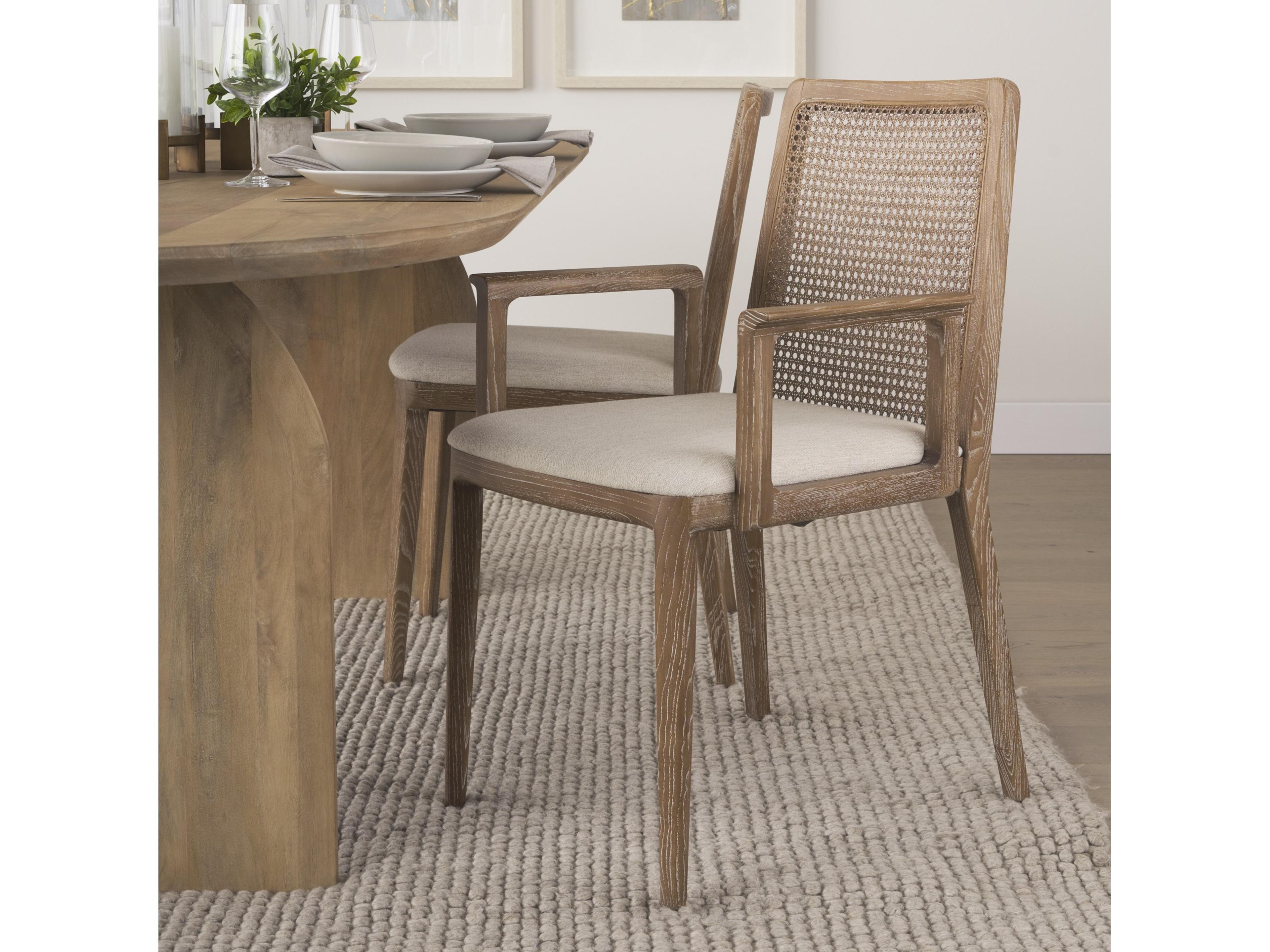 Mercana Clara Light Brown Wood W/ Cream Fabric Seat and Cane Back Dining Chair