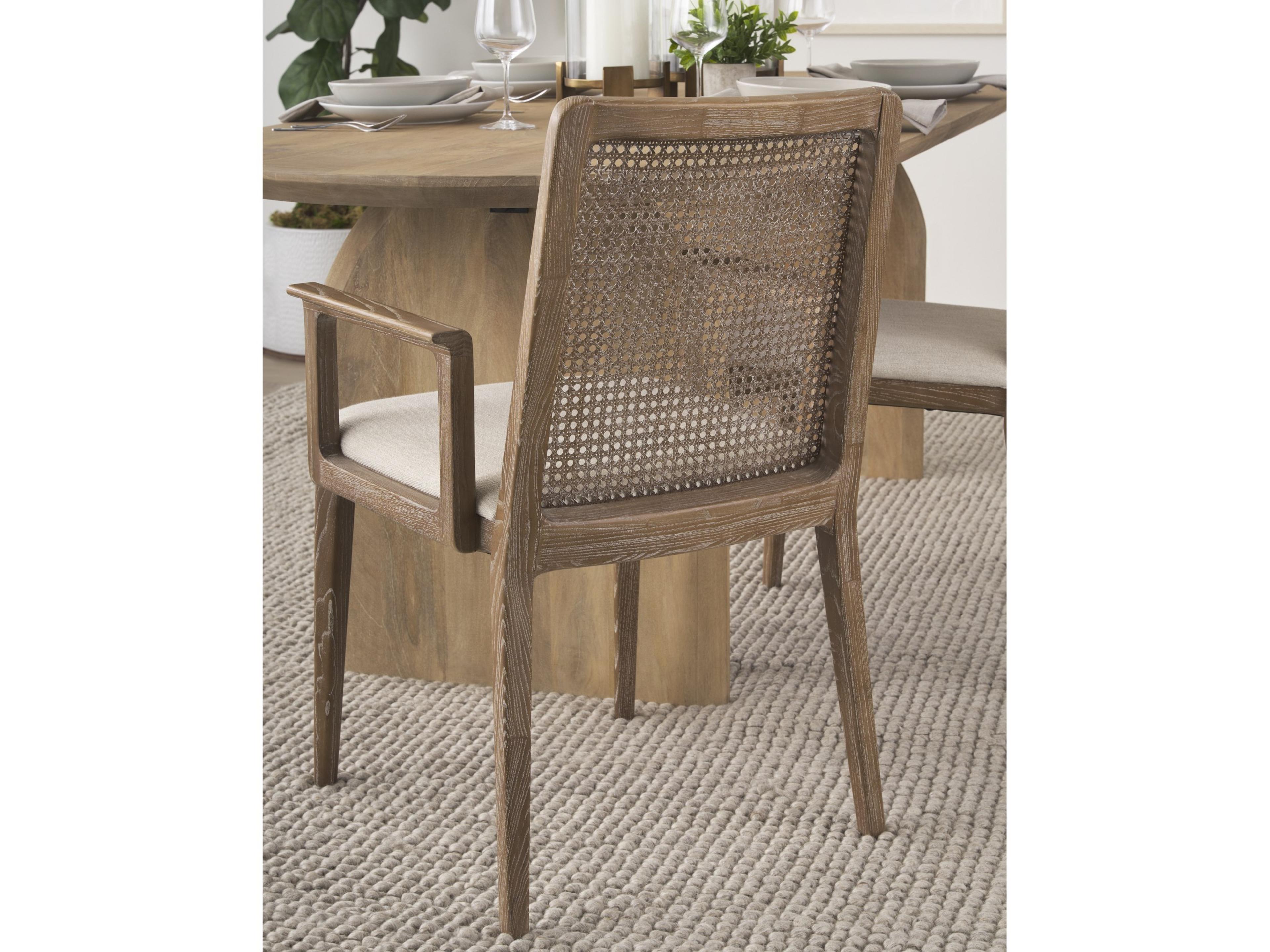 Mercana Clara Light Brown Wood W/ Cream Fabric Seat and Cane Back Dining Chair