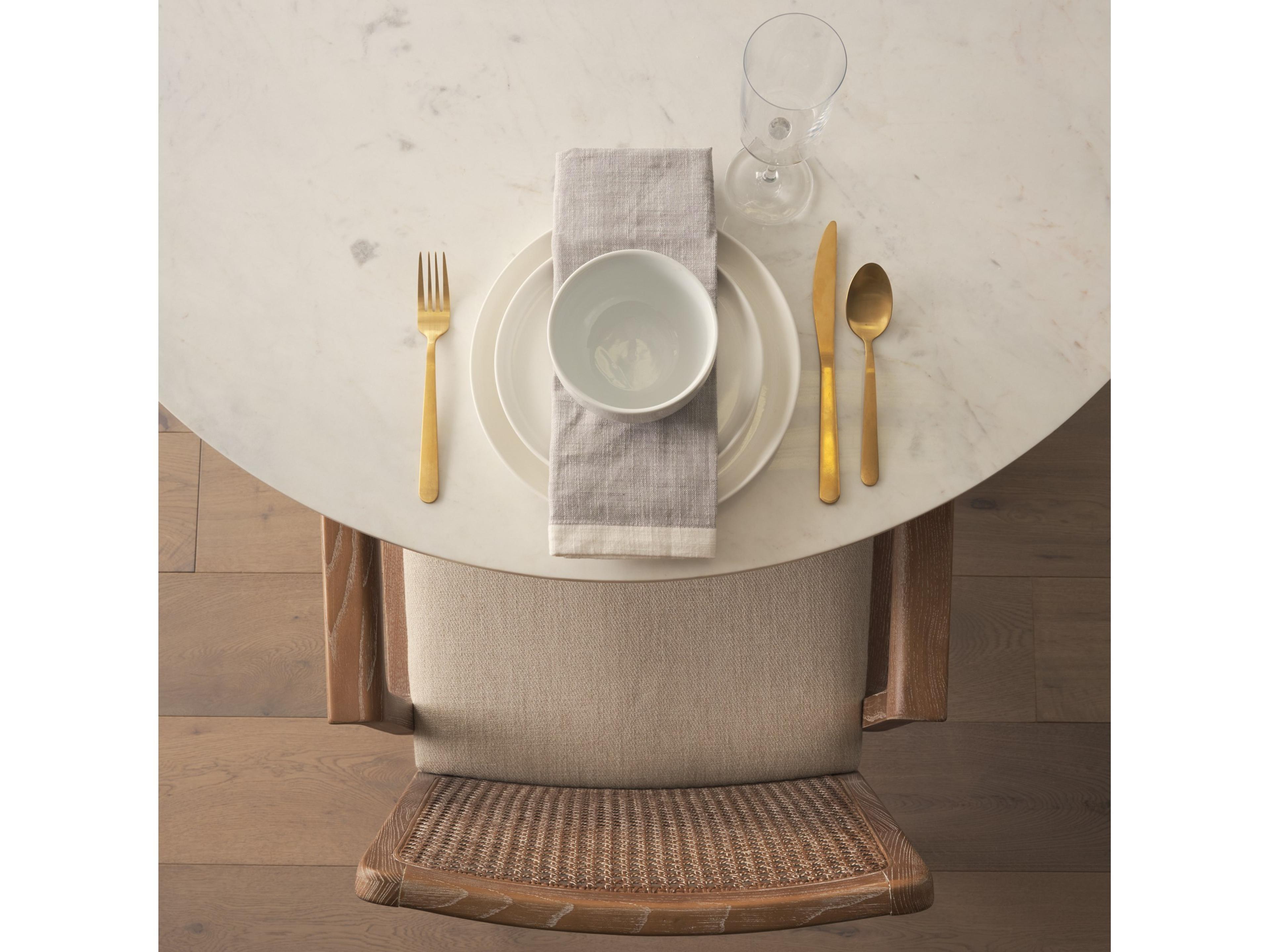 Mercana Clara Light Brown Wood W/ Cream Fabric Seat and Cane Back Dining Chair