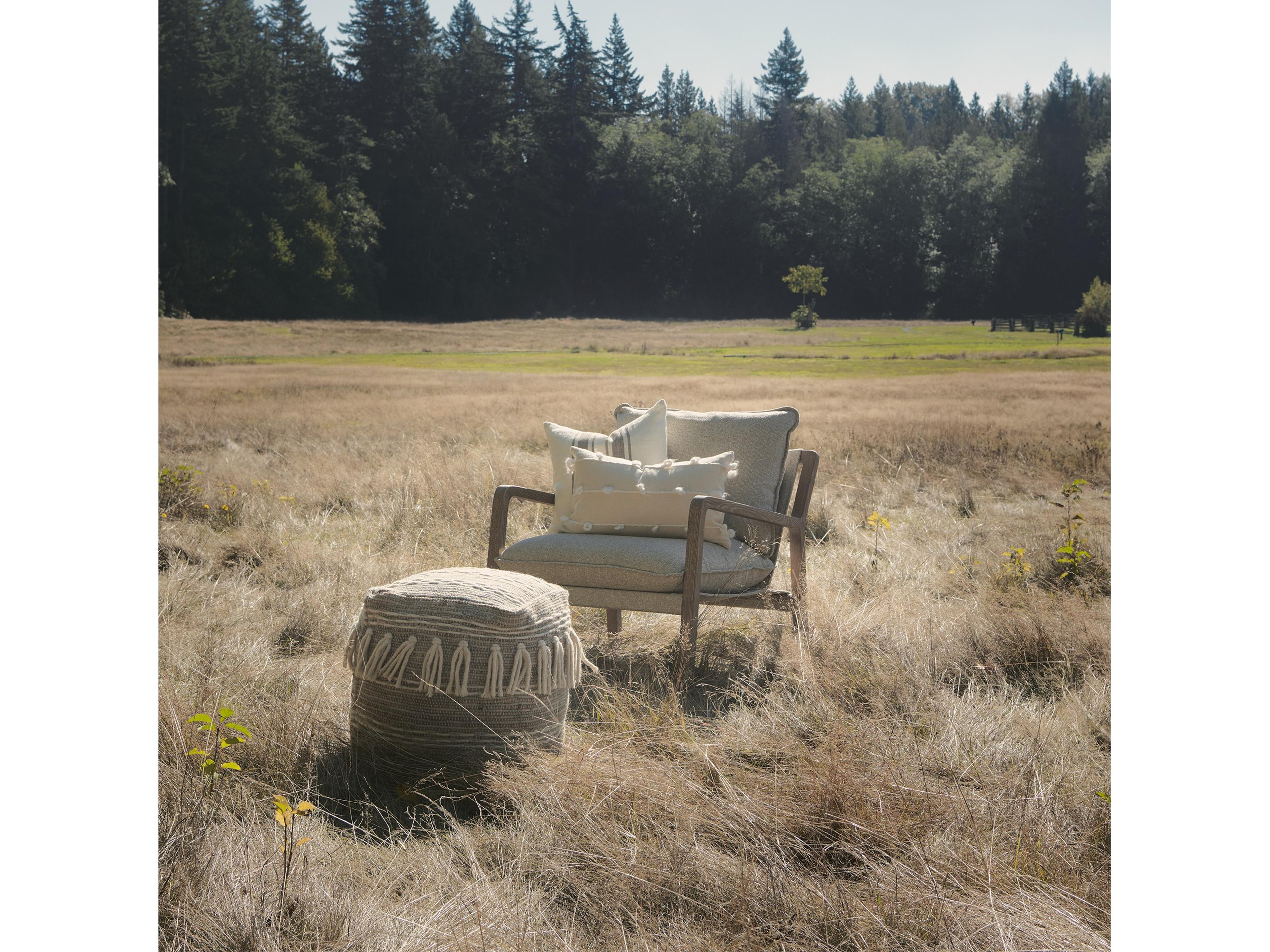 Mercana Brayden 28.3L x 34.1W x 35H Light Brown Wood W/ Beige Fabric Seat Accent Chair