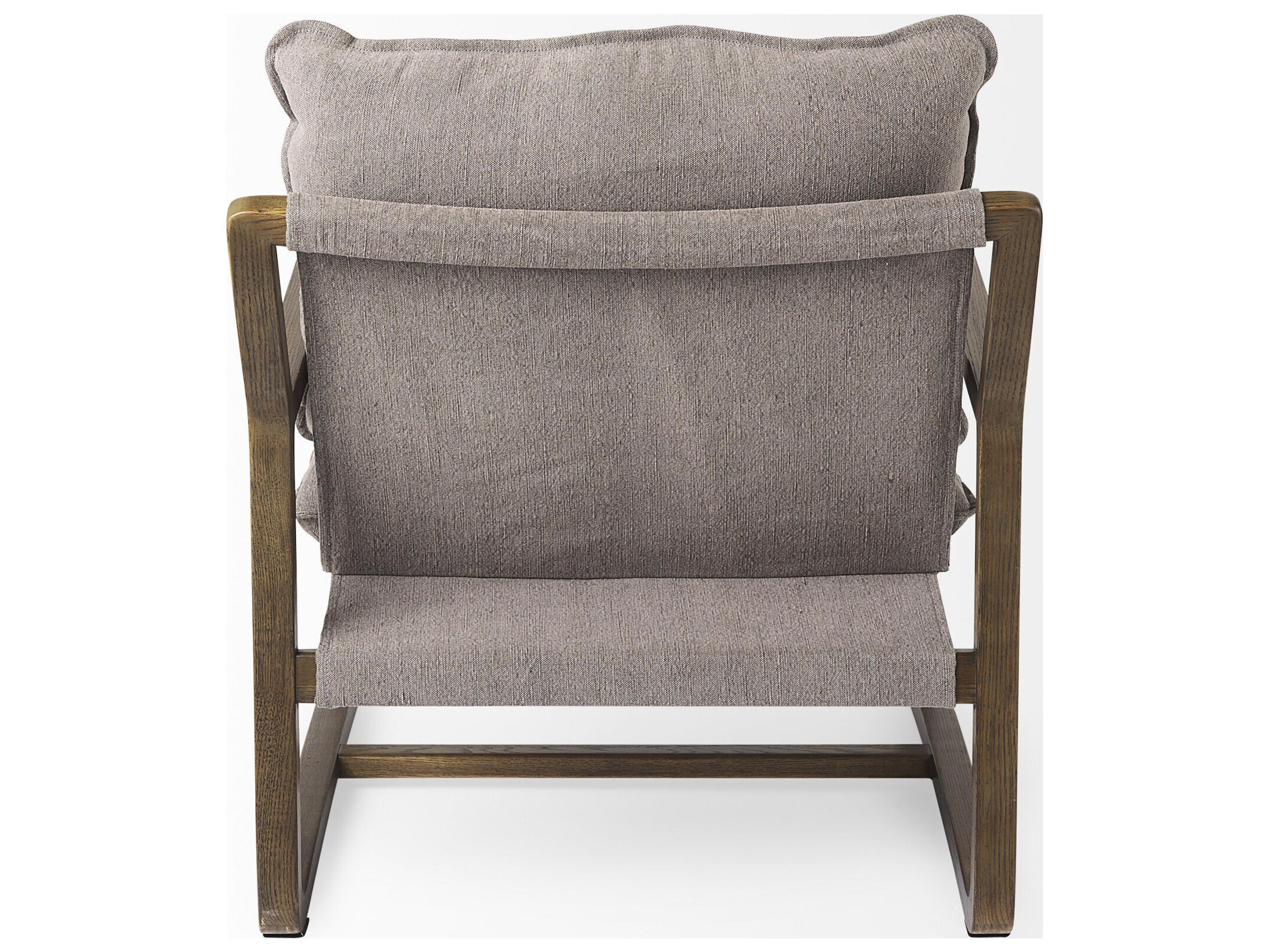 Mercana Brayden 28.3L x 34.1W x 35H Dark Brown Wood W/ Gray Fabric Seat Accent Chair