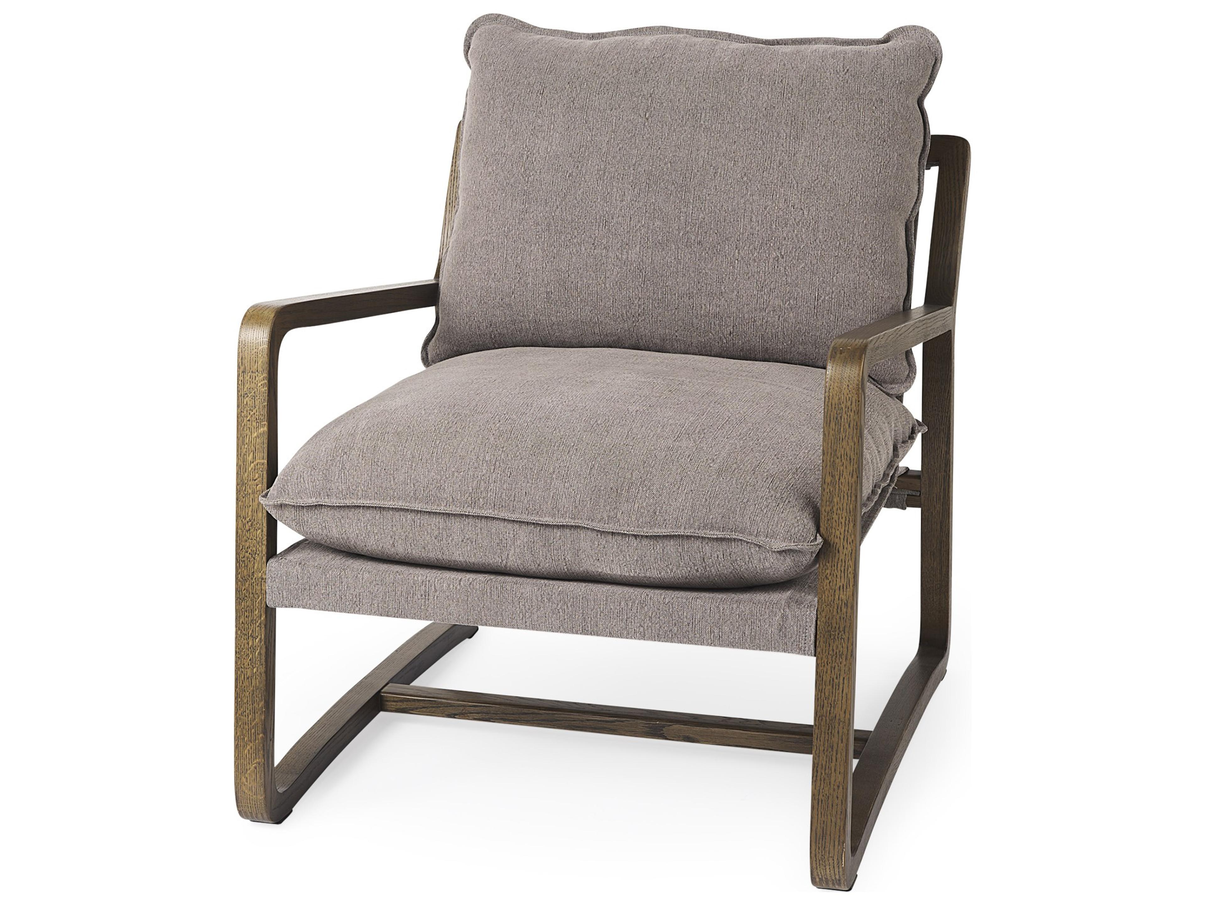 Brayden 28.3L x 34.1W x 35H Dark Brown Wood W/ Gray Fabric Seat Accent Chair