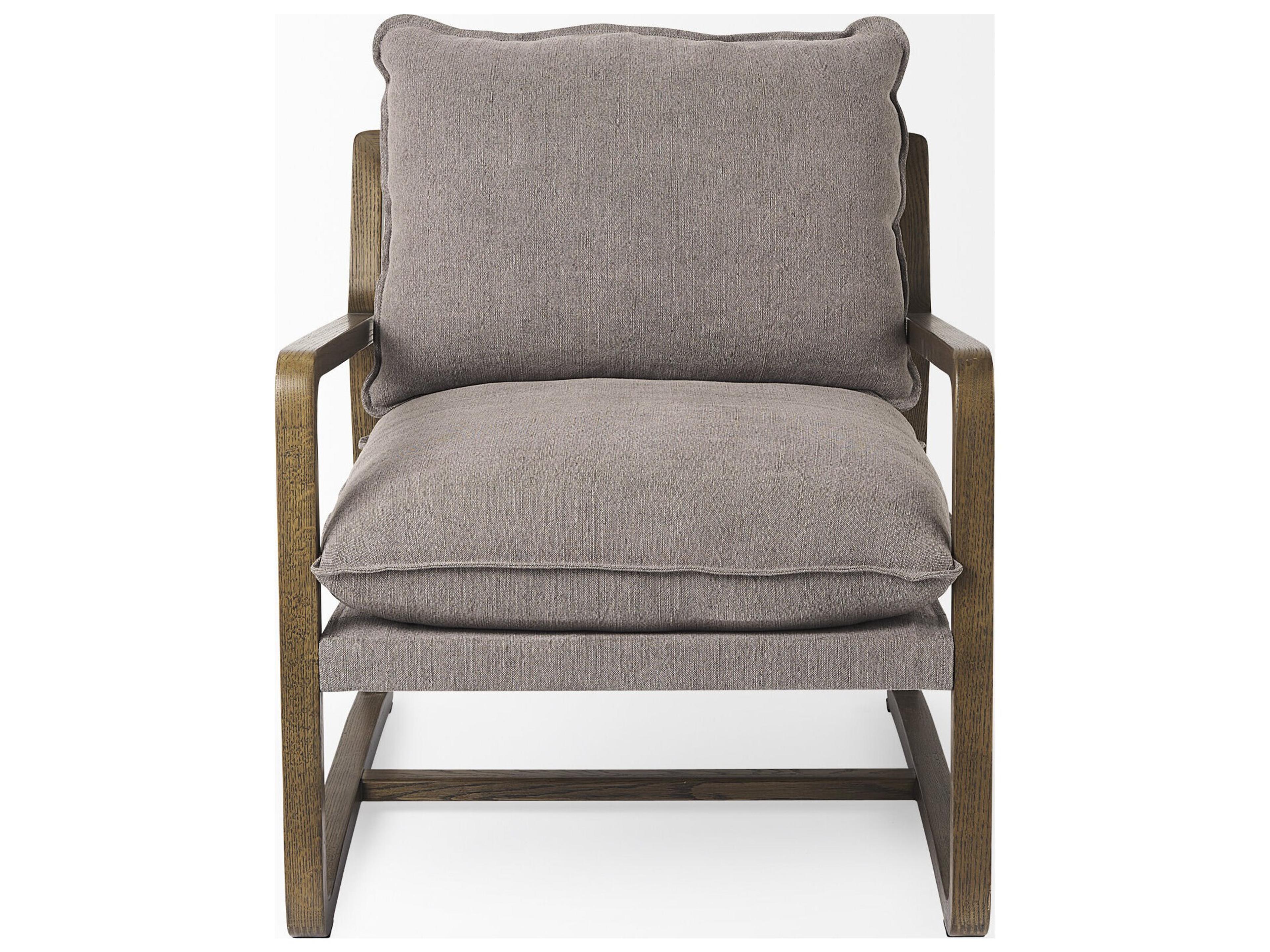 Mercana Brayden 28.3L x 34.1W x 35H Dark Brown Wood W/ Gray Fabric Seat Accent Chair