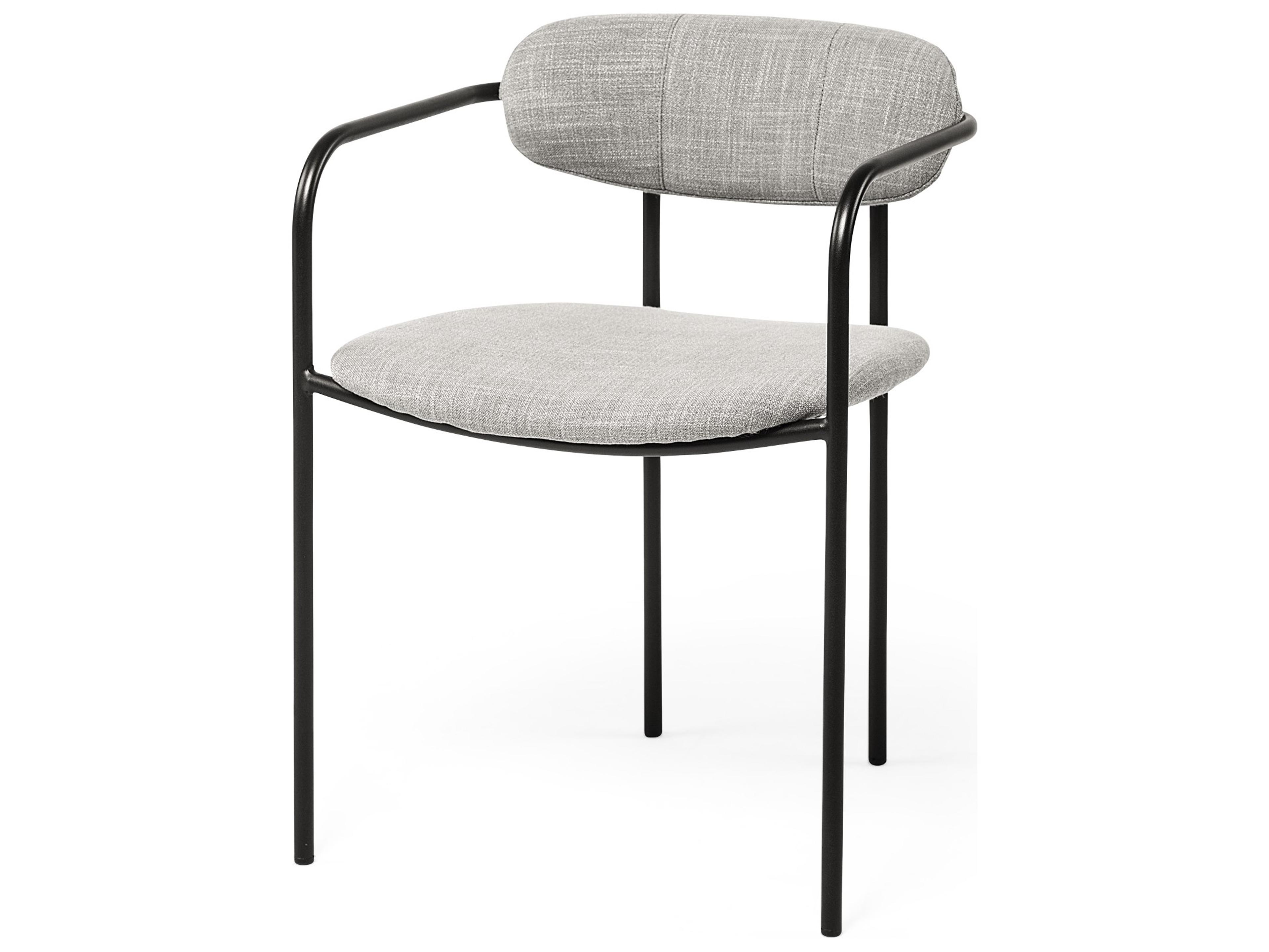 Parker Gray Fabric Seat Black Metal Dining Chair