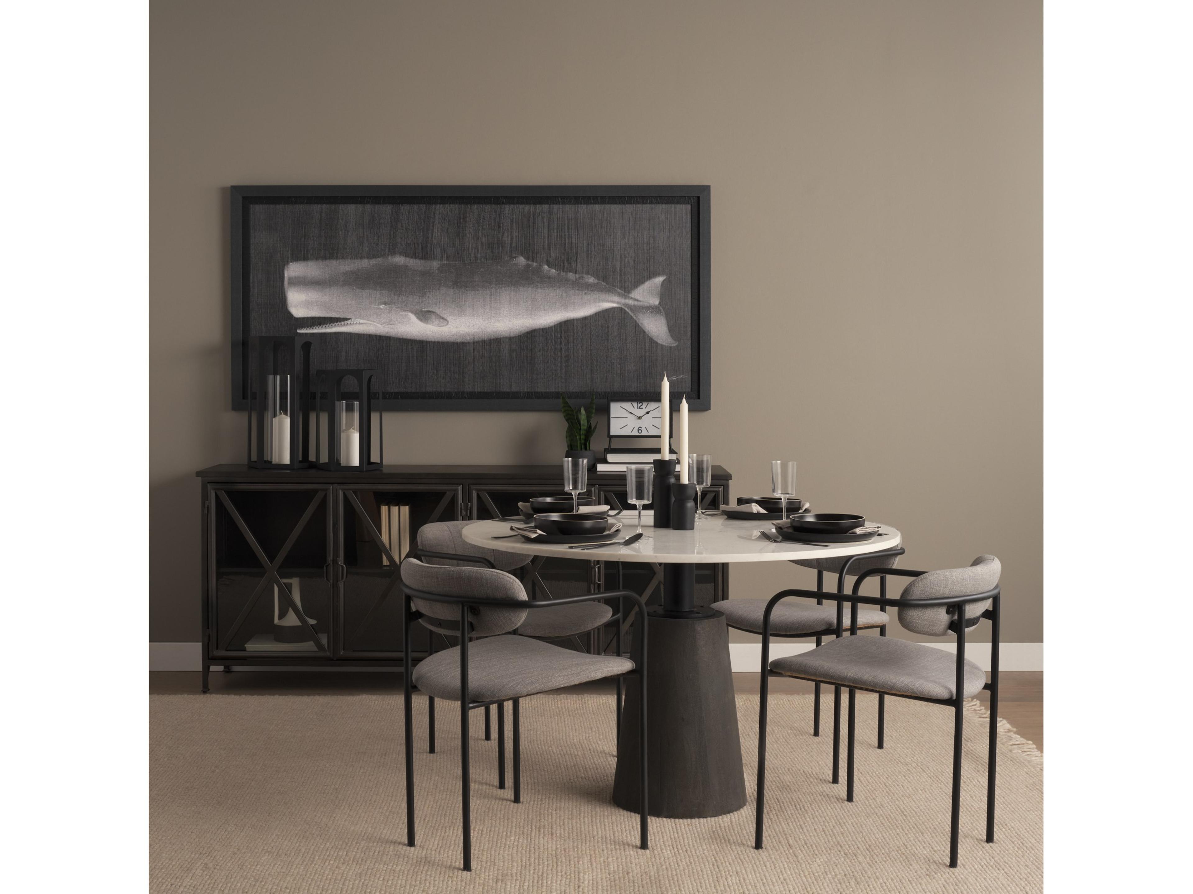 Mercana Parker Gray Fabric Seat Black Metal Dining Chair