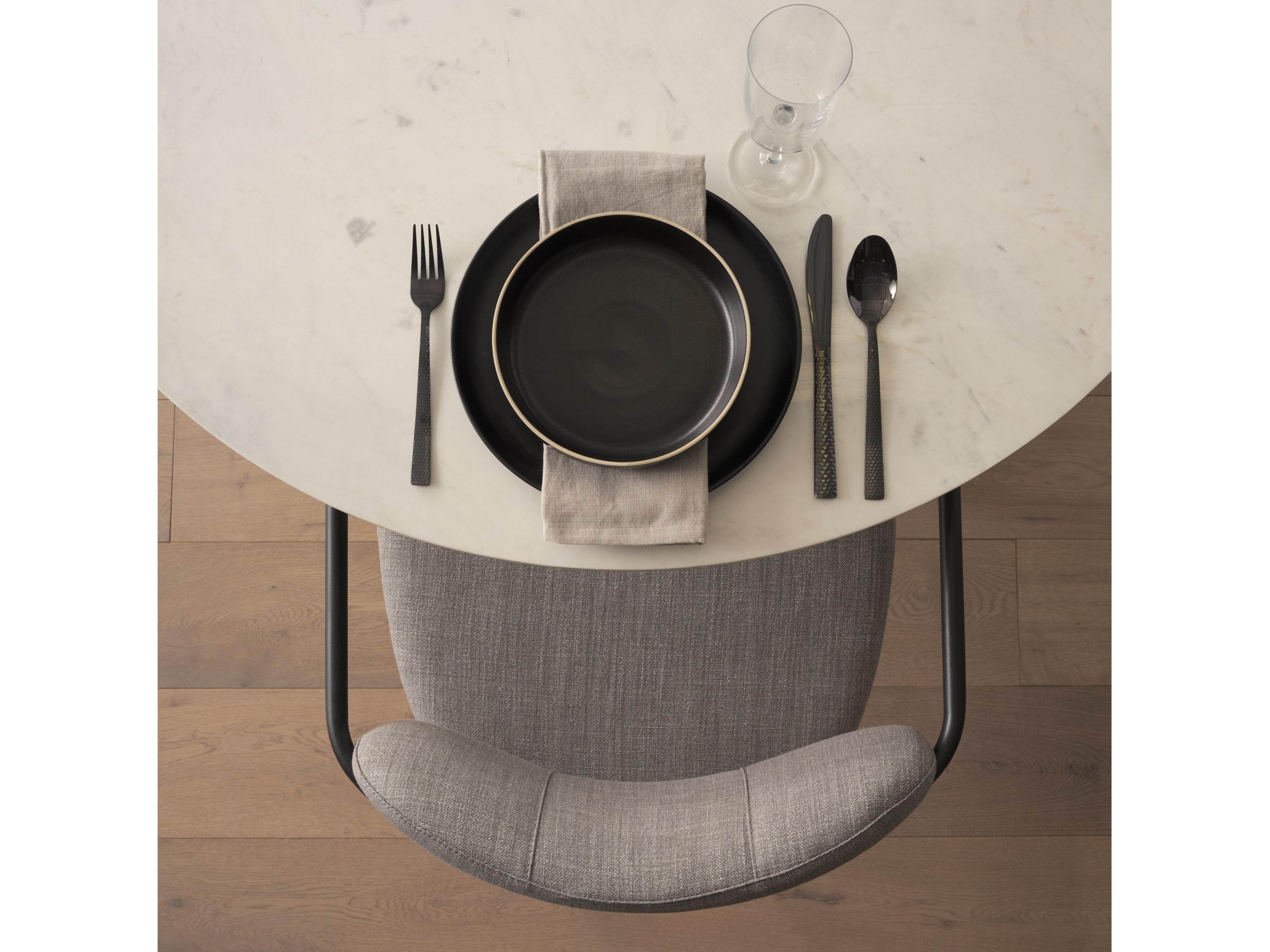 Mercana Parker Gray Fabric Seat Black Metal Dining Chair