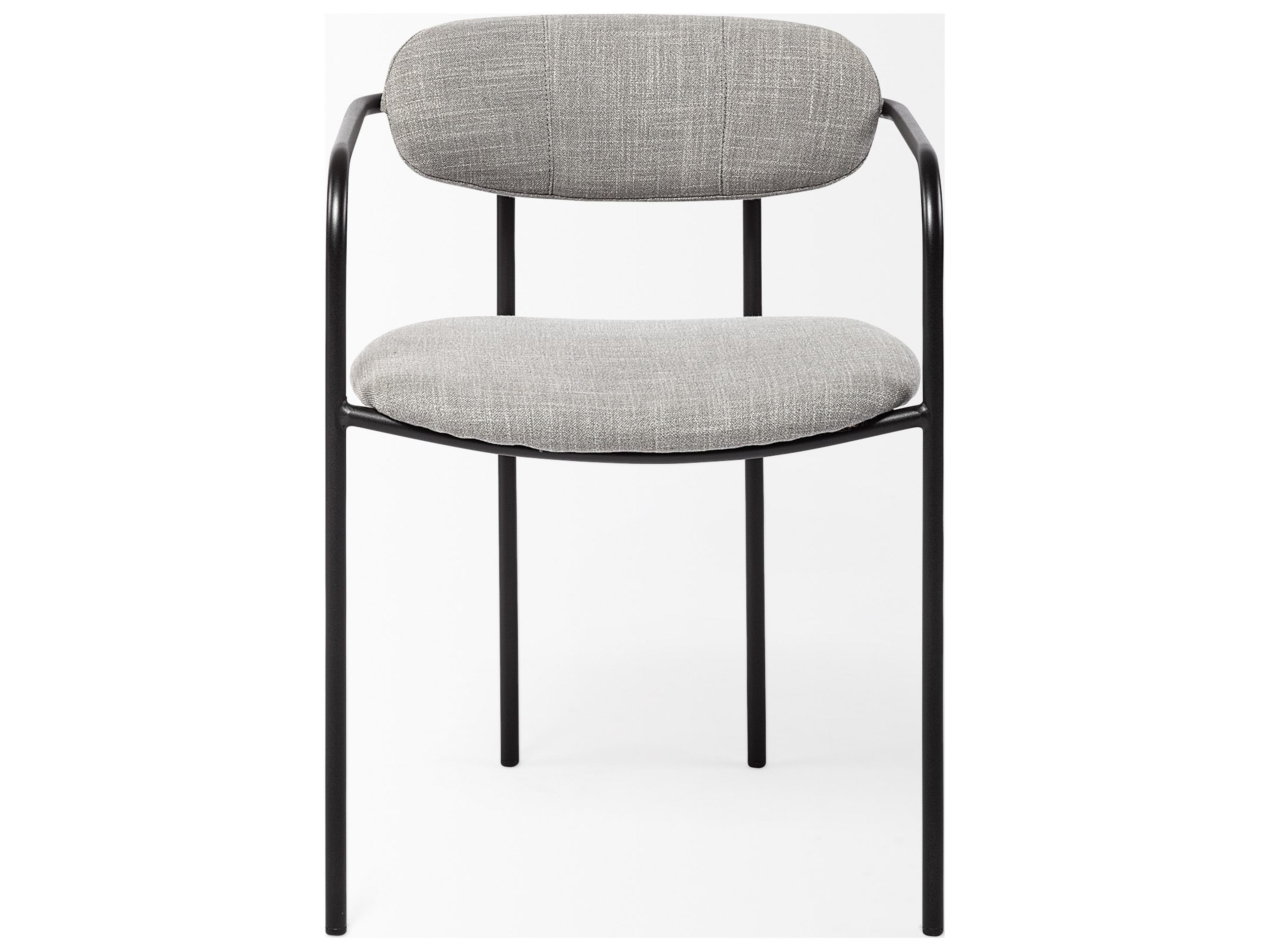 Mercana Parker Gray Fabric Seat Black Metal Dining Chair