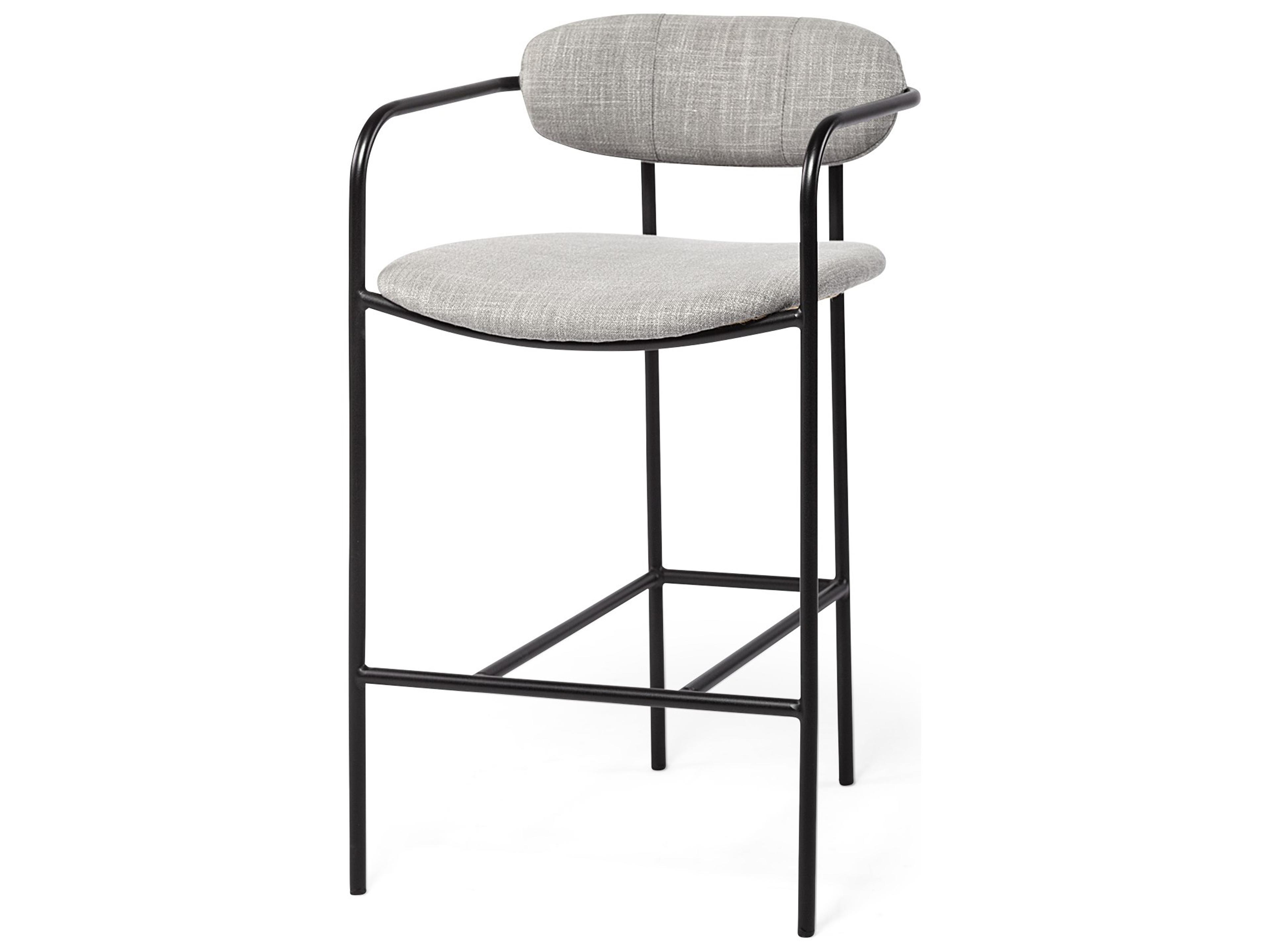 Parker Gray Fabric Seat Black Metal Counter Stool