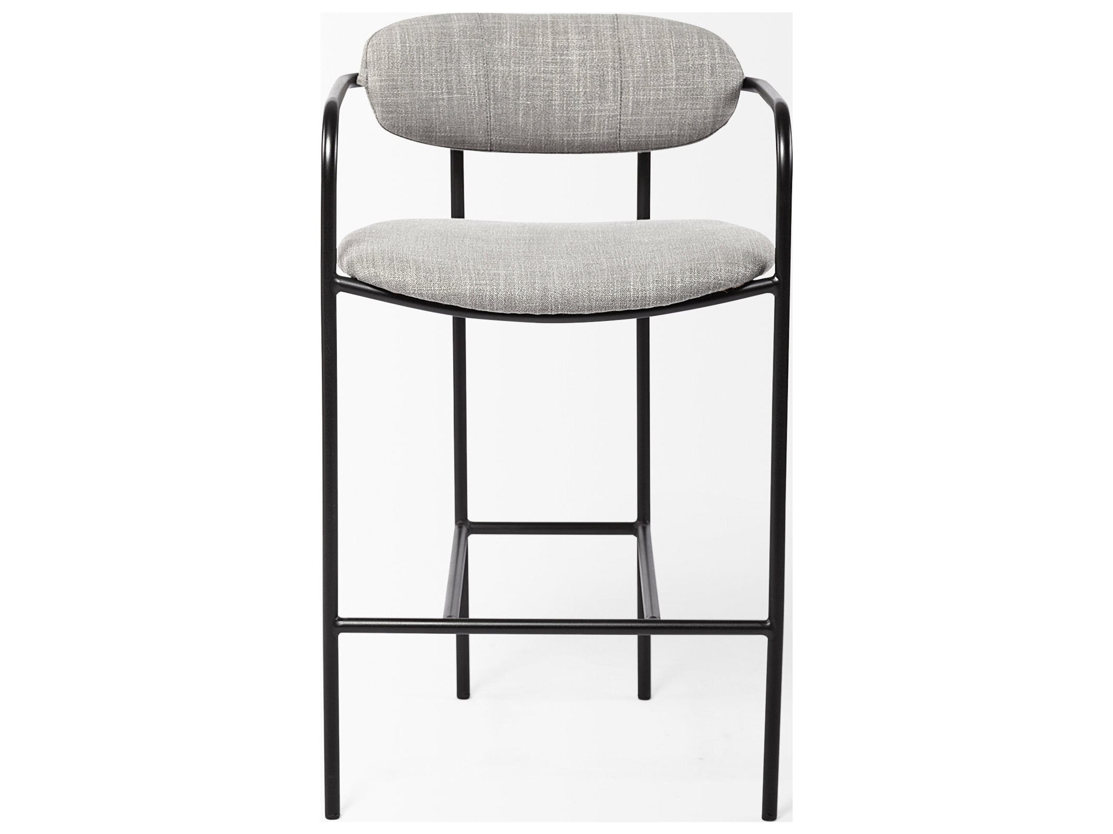 Mercana Parker Gray Fabric Seat Black Metal Counter Stool