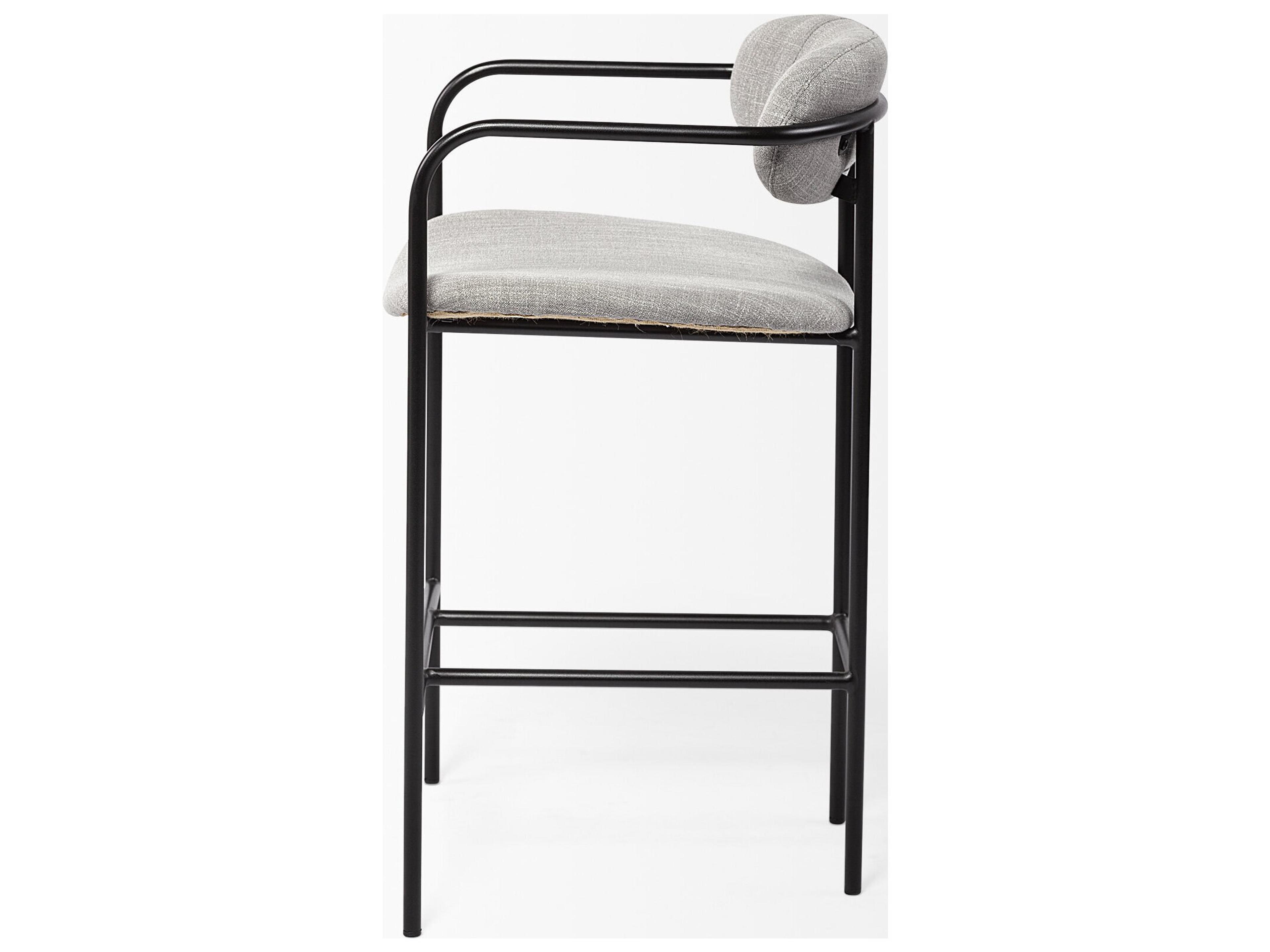 Mercana Parker Gray Fabric Seat Black Metal Counter Stool
