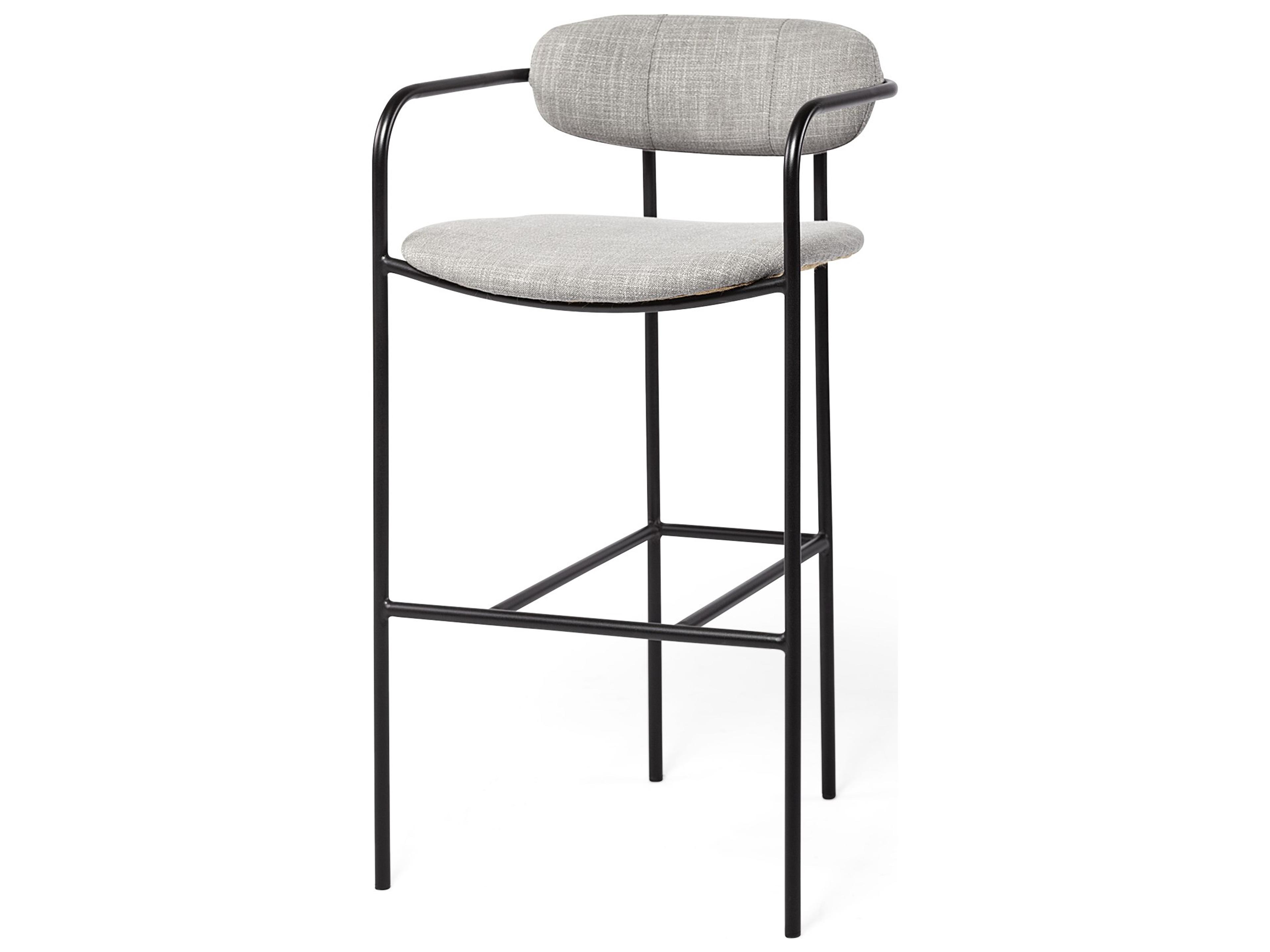 Parker Gray Fabric Seat Black Metal Bar Stool