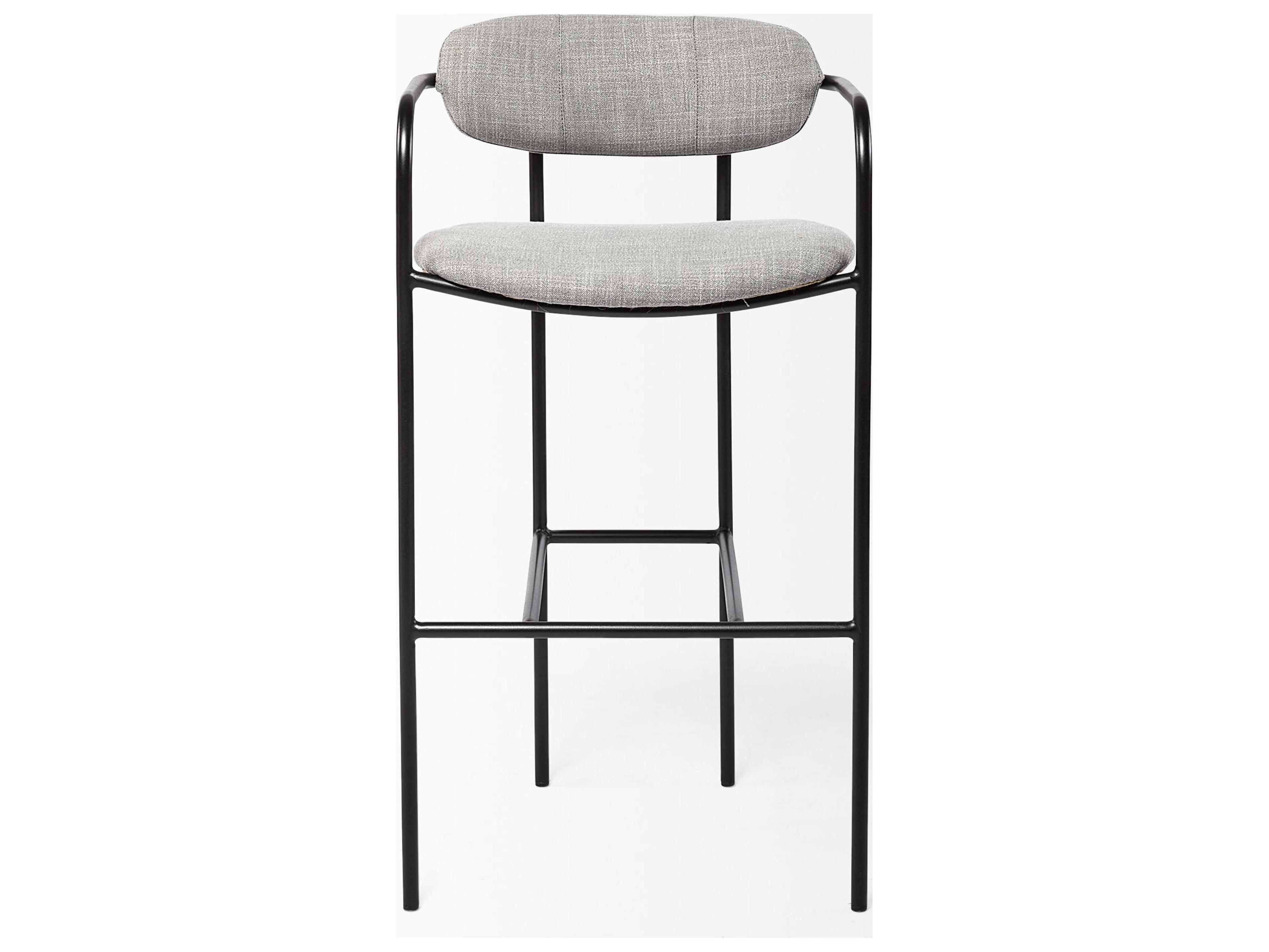 Mercana Parker Gray Fabric Seat Black Metal Bar Stool