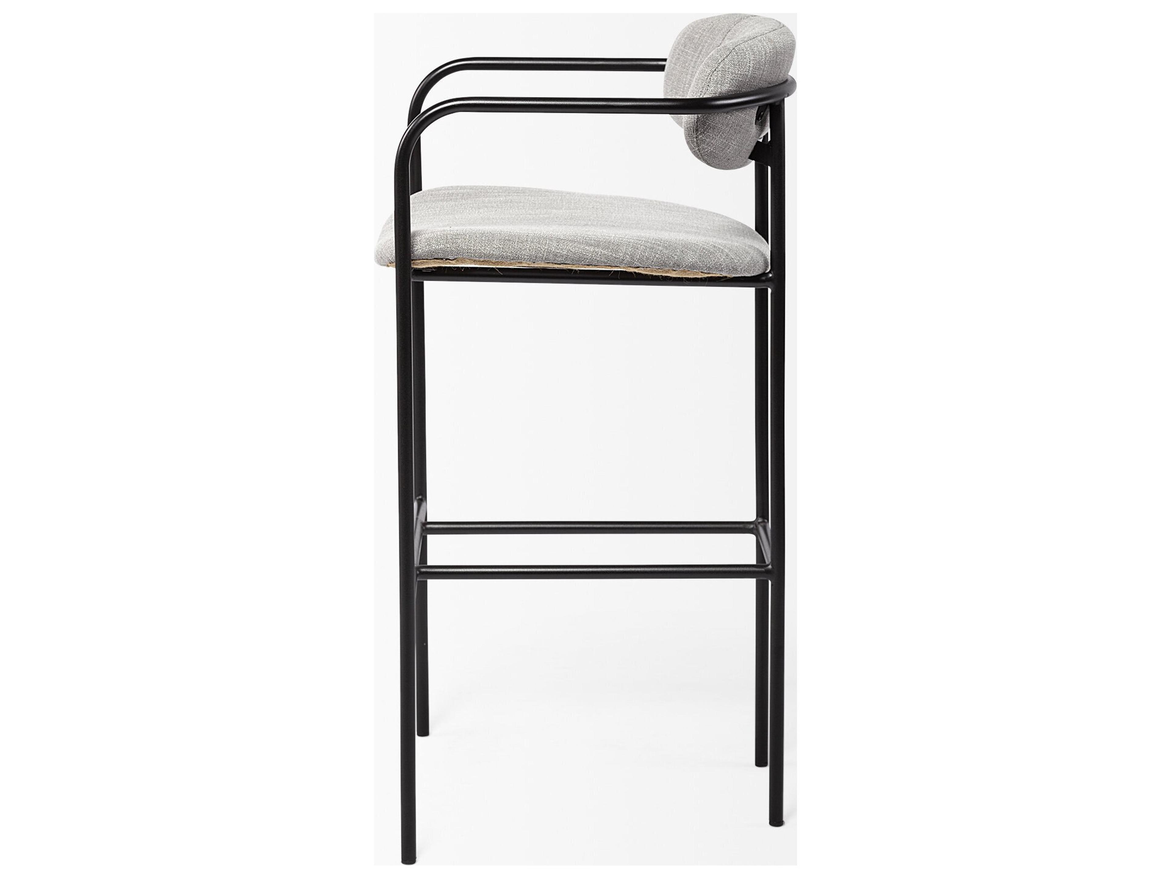 Mercana Parker Gray Fabric Seat Black Metal Bar Stool