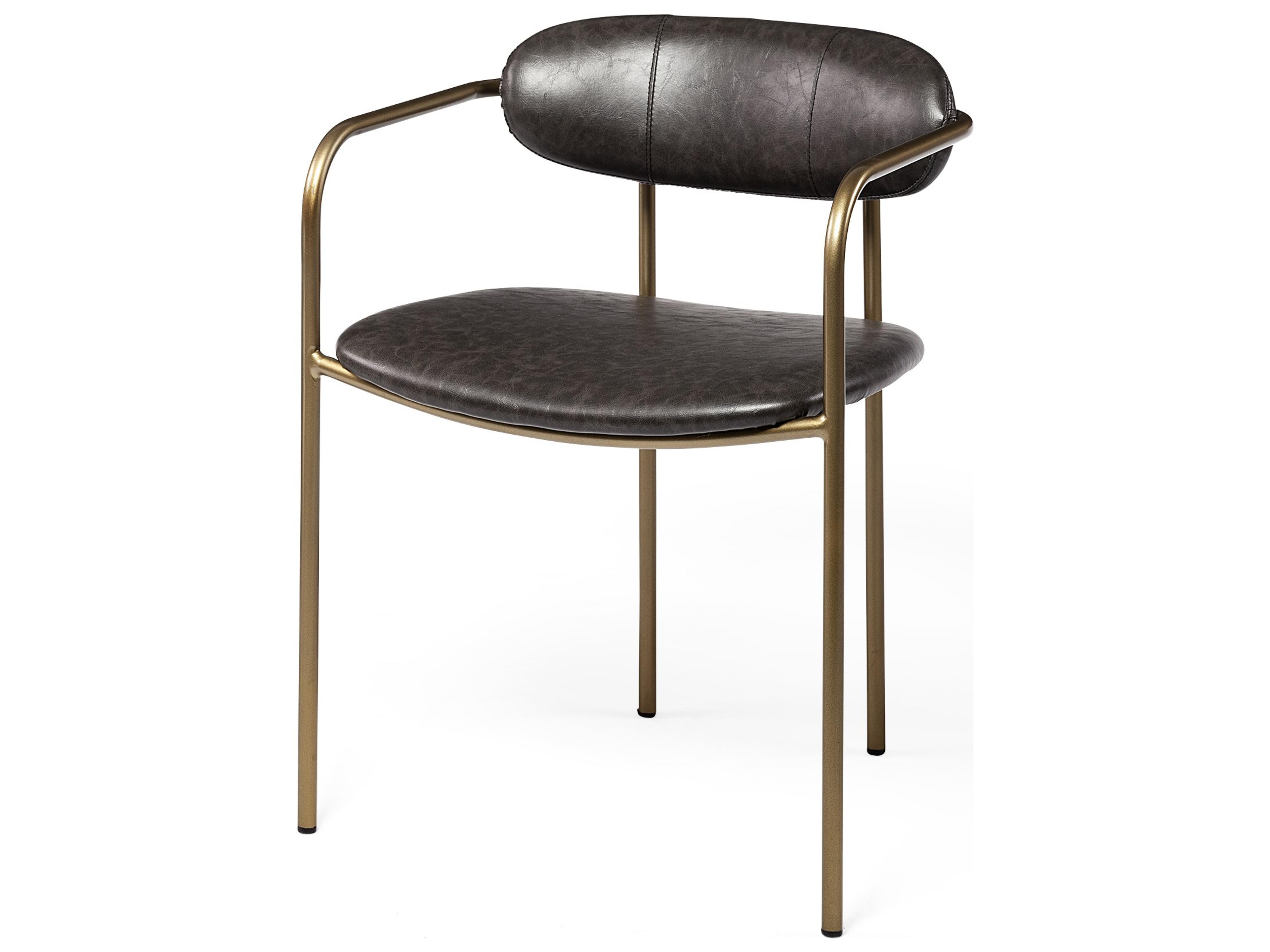 Parker Brown Faux Leather Seat Gold Metal Dining Chair
