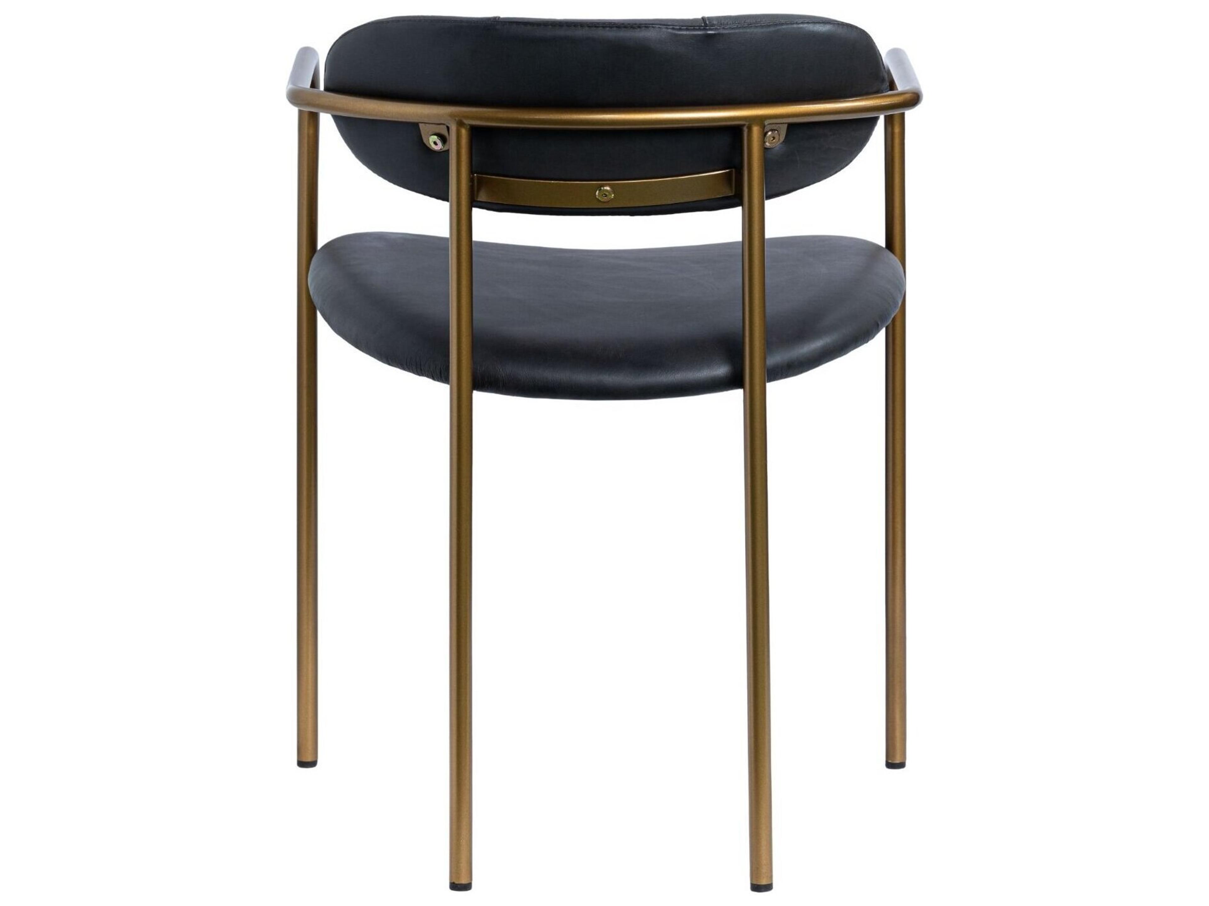 Mercana Parker Black Leather Seat Gold Metal Dining Chair