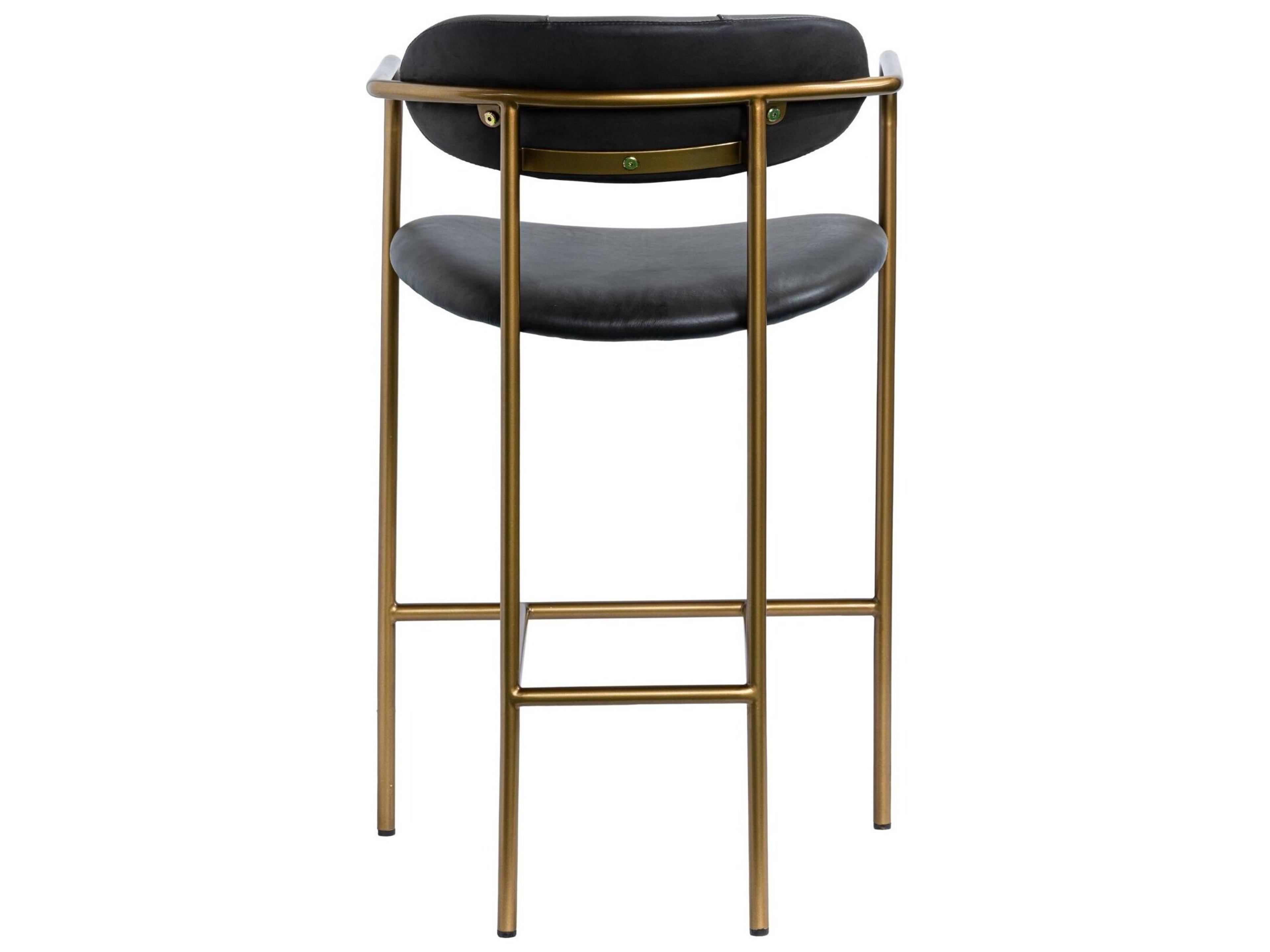 Mercana Parker Black Leather Seat Gold Metal Counter Stool