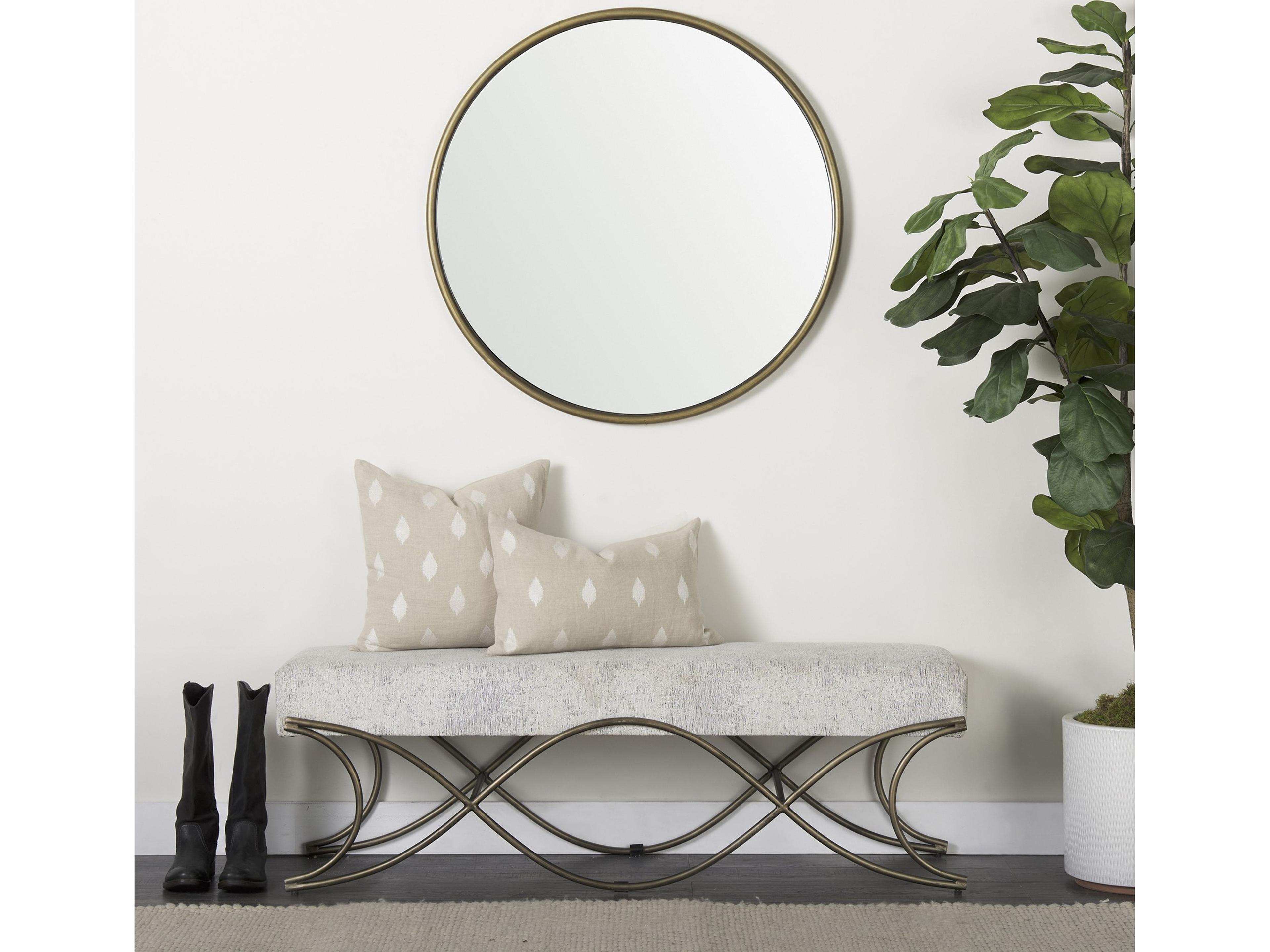 Mercana Ayla 55L x 17.6W x 18H Dark Gray Fabric Seat W/ Dark Nickel Metal Frame Bench