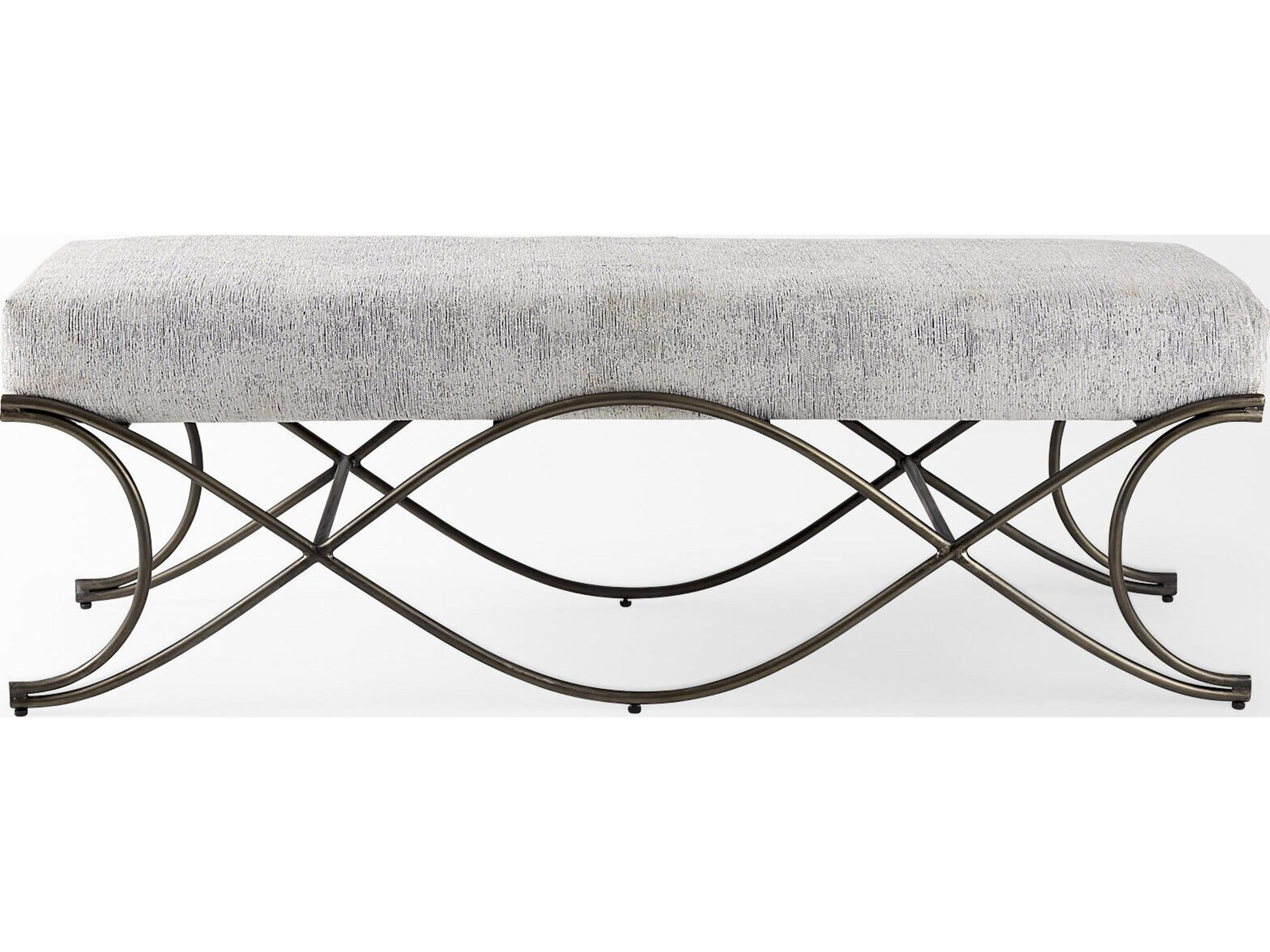 Mercana Ayla 55L x 17.6W x 18H Dark Gray Fabric Seat W/ Dark Nickel Metal Frame Bench