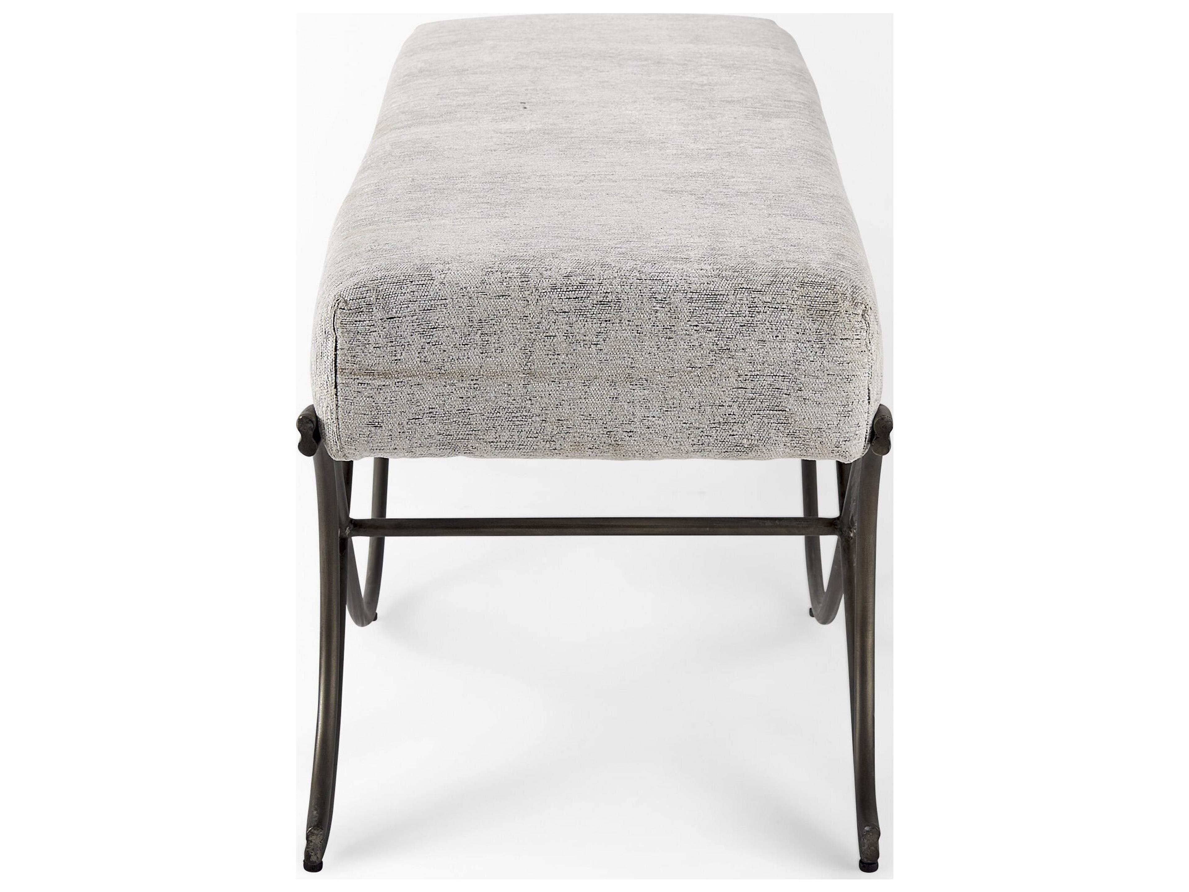 Mercana Ayla 55L x 17.6W x 18H Dark Gray Fabric Seat W/ Dark Nickel Metal Frame Bench