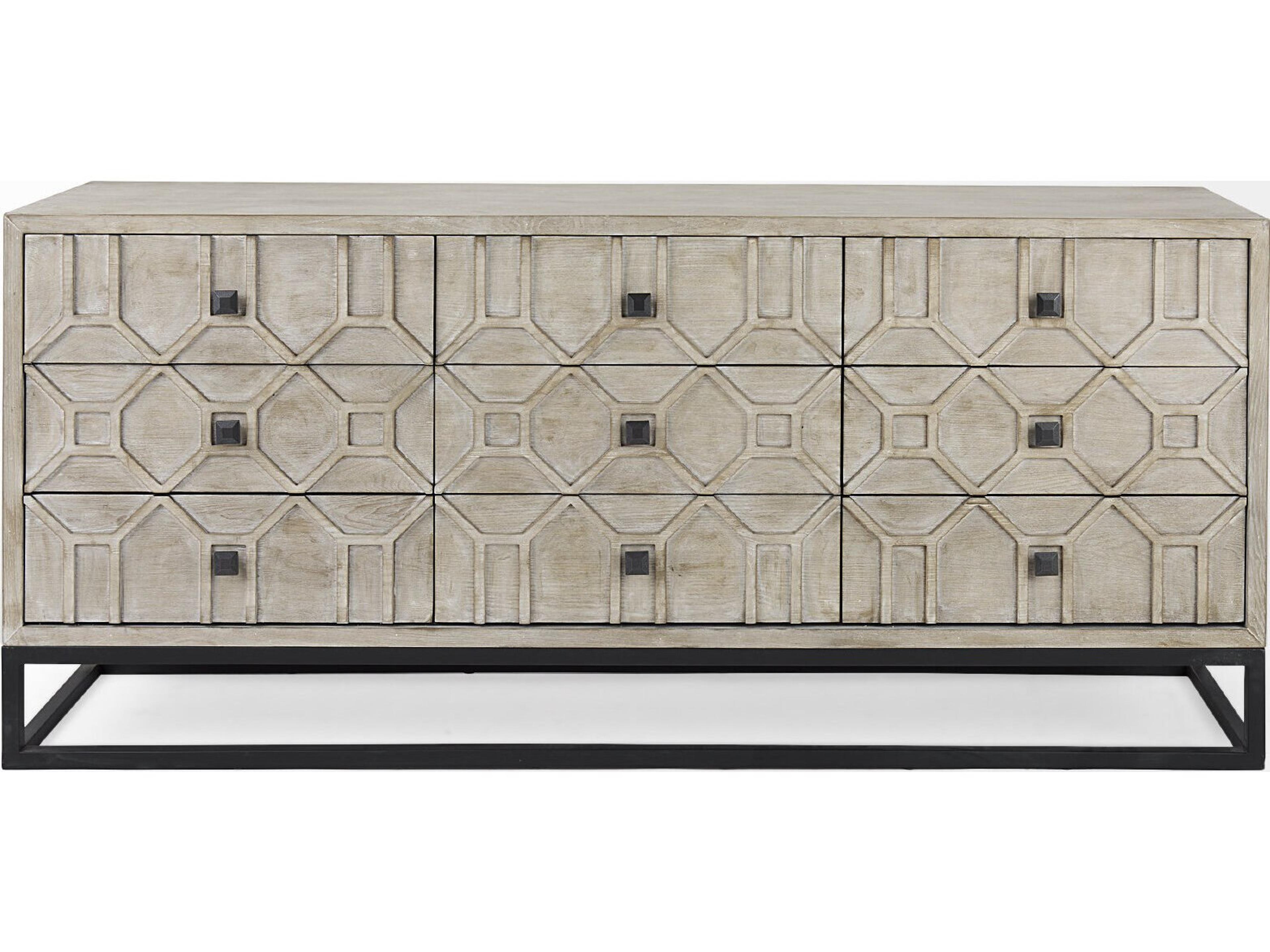 Mercana Genevieve II Light Brown Fir Veneer 9 Drawer Sideboard