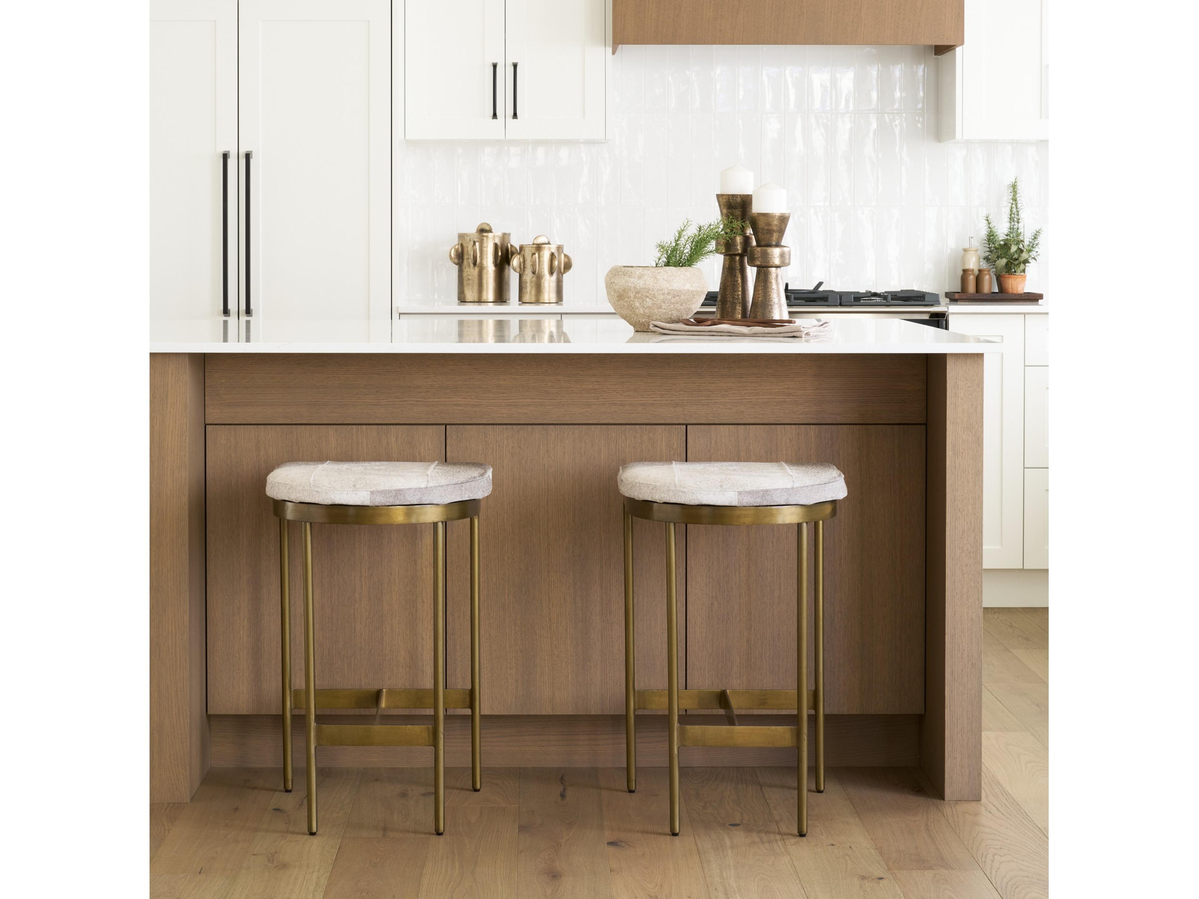 Mercana Millie 16.75 X 17.75 X 26.25 Hair-on-hide Seat W/ Gold Metal Frame Counter Stool