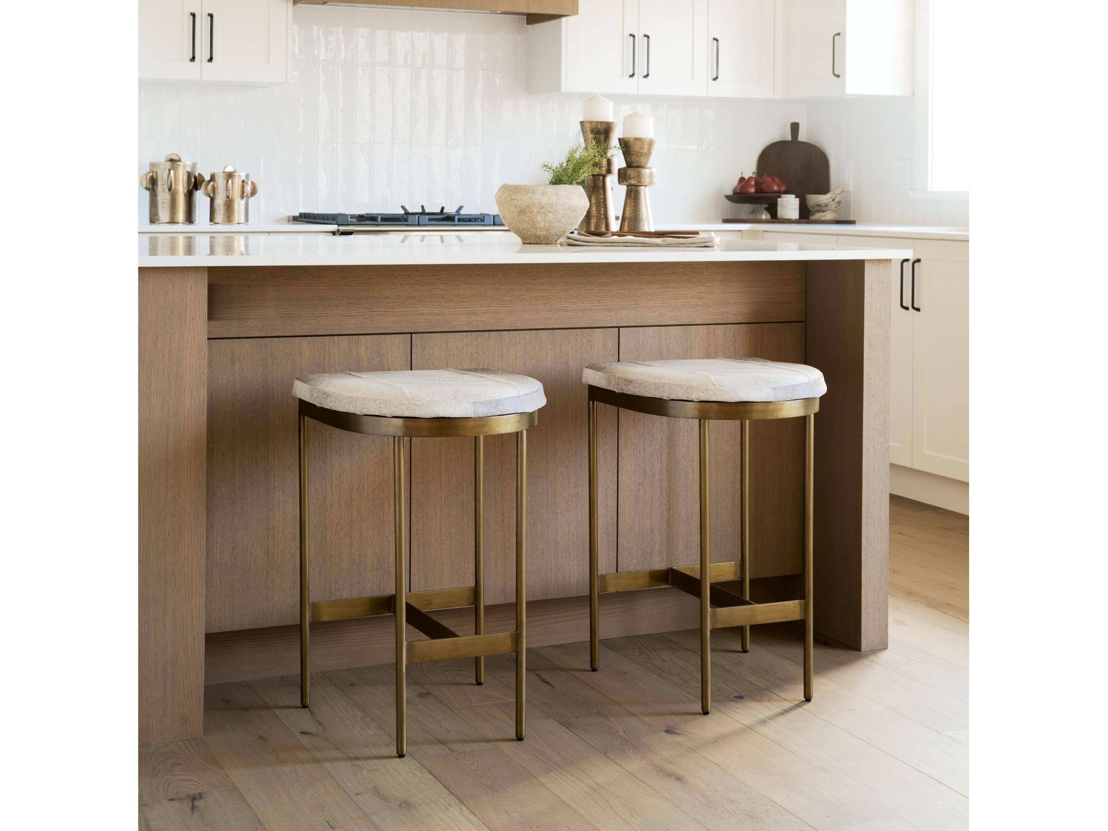 Mercana Millie 16.75 X 17.75 X 26.25 Hair-on-hide Seat W/ Gold Metal Frame Counter Stool