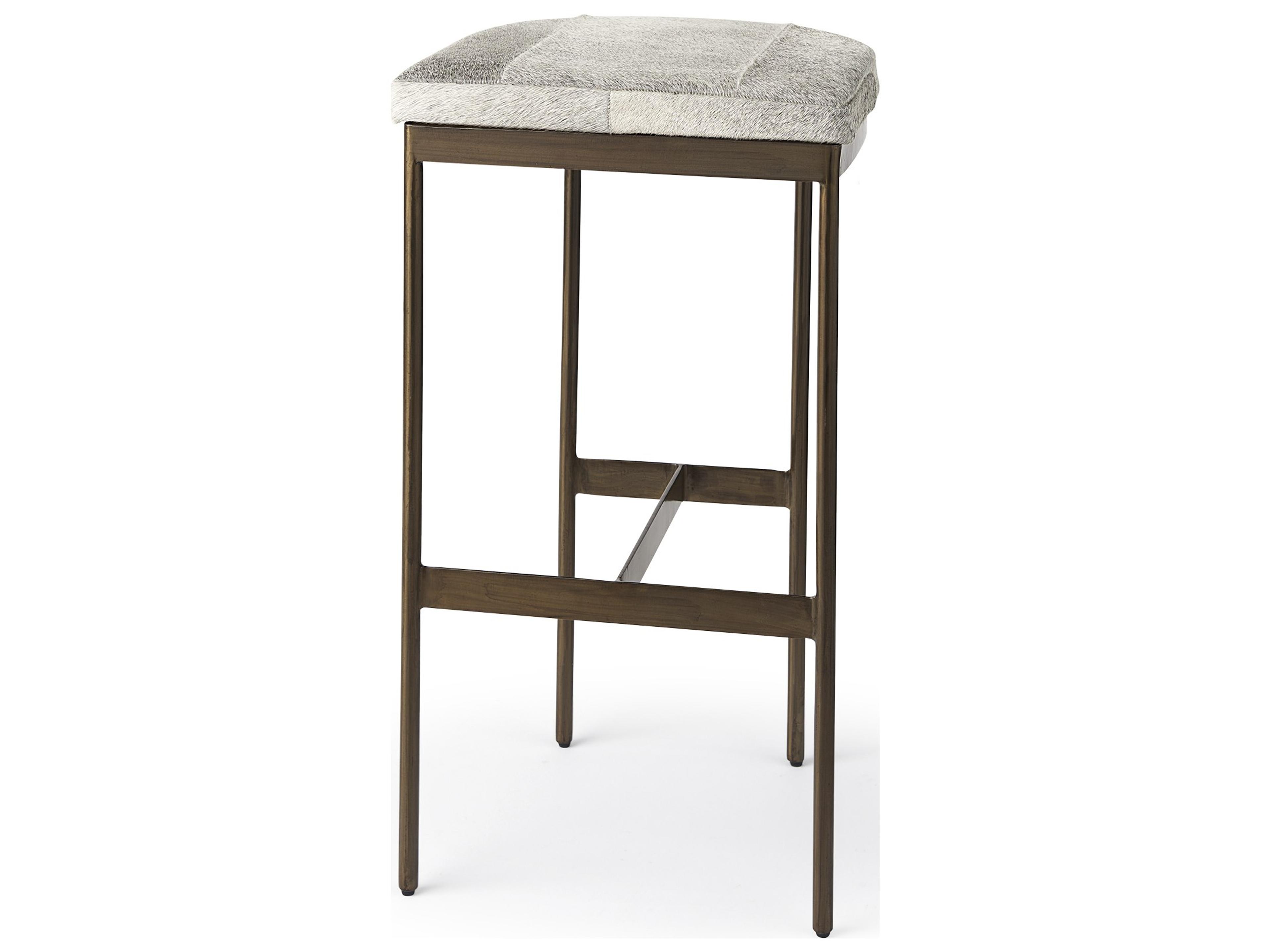 Millie 16.75 X 17.75 X 30 Hair-on-hide Seat W/ Gold Frame Bar Stool