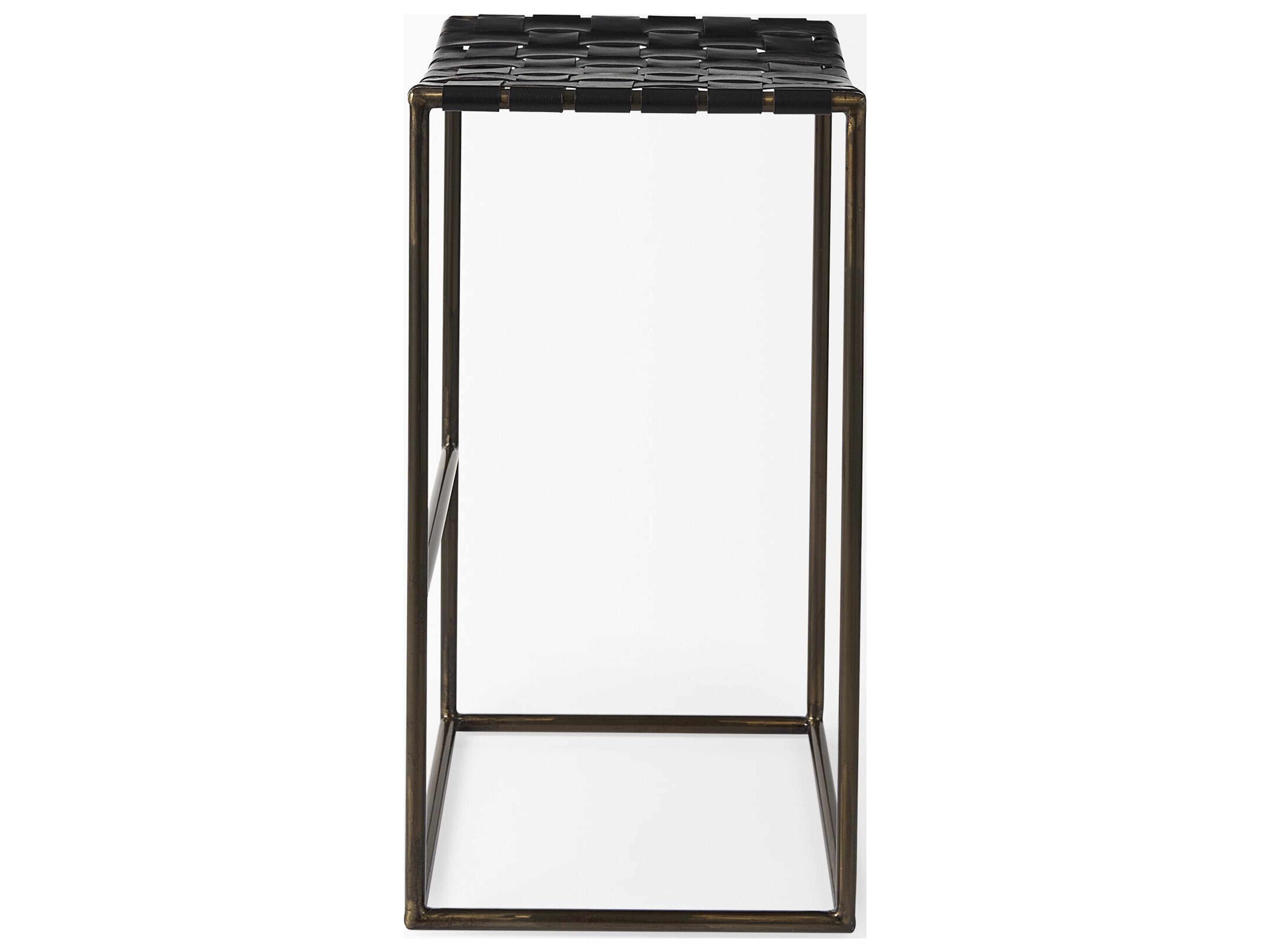 Mercana Clarissa 18.0L x 16.0W x 30.25H Black Woven Leather Seat W/ Gold Frame Bar Stool