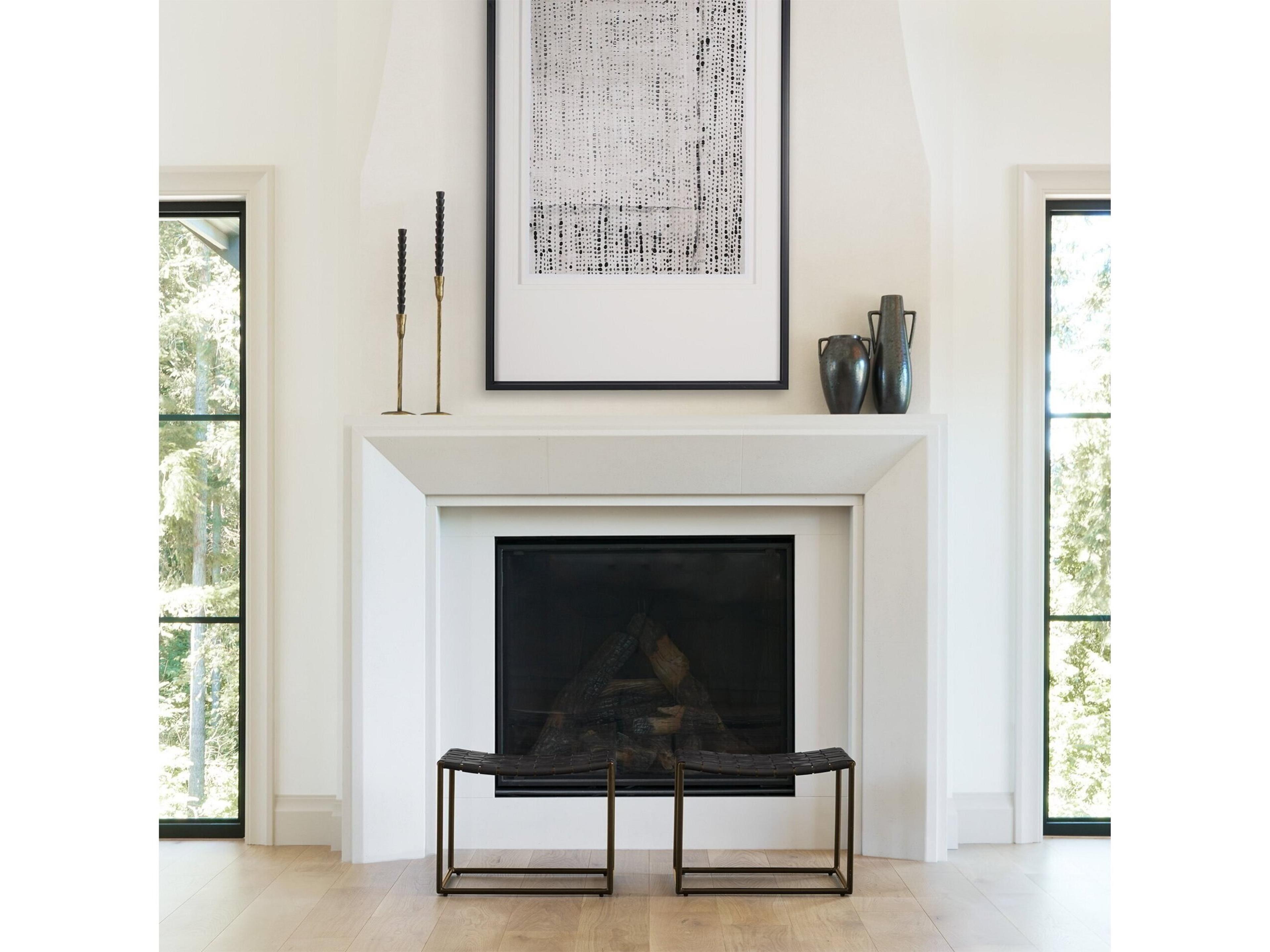 Mercana Clarissa 22.0L x 16.0W x 16.75H Black Leather Woven Seat W/ Gold Metal Frame Stool