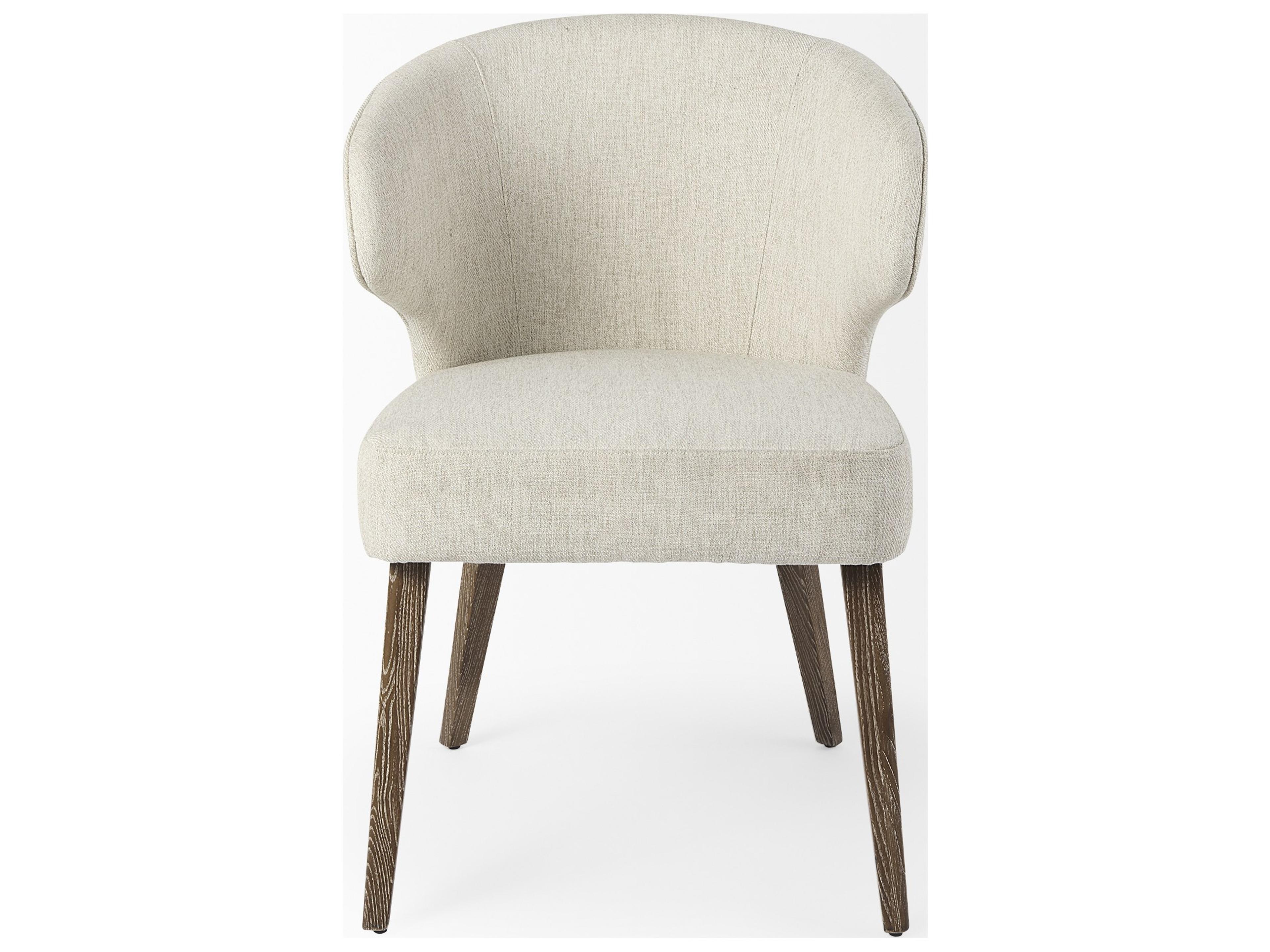 Mercana Niles 22.5L x 24.0W x 32.0H Cream Fabric Seat W/ Medium Brown Wooden Legs Wingback  Dining Chair