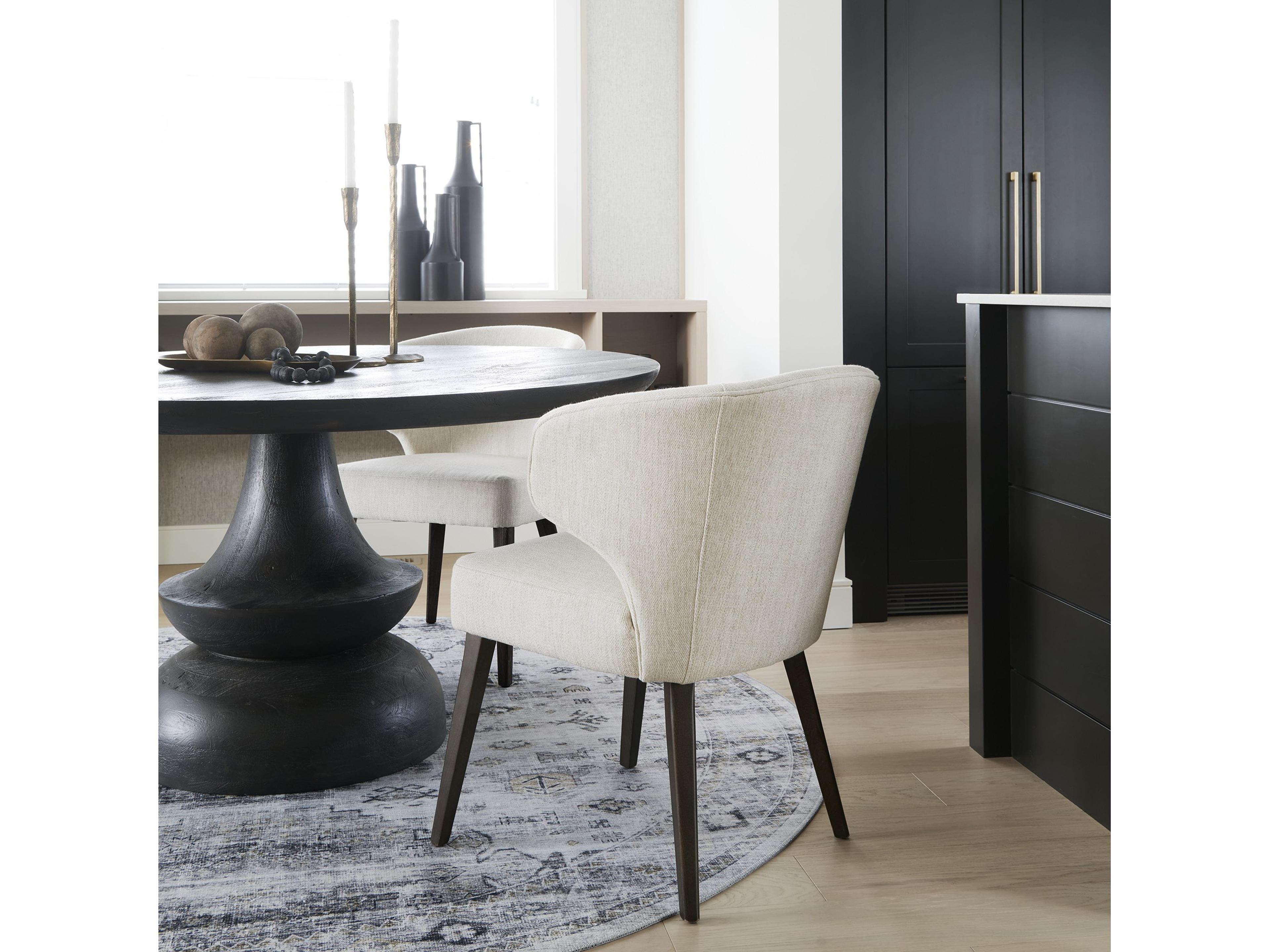 Mercana Niles 22.5L x 24.5W x 32H Cream Fabric Seat W/ Dark Brown Wooden Legs Wingback Dining Chair