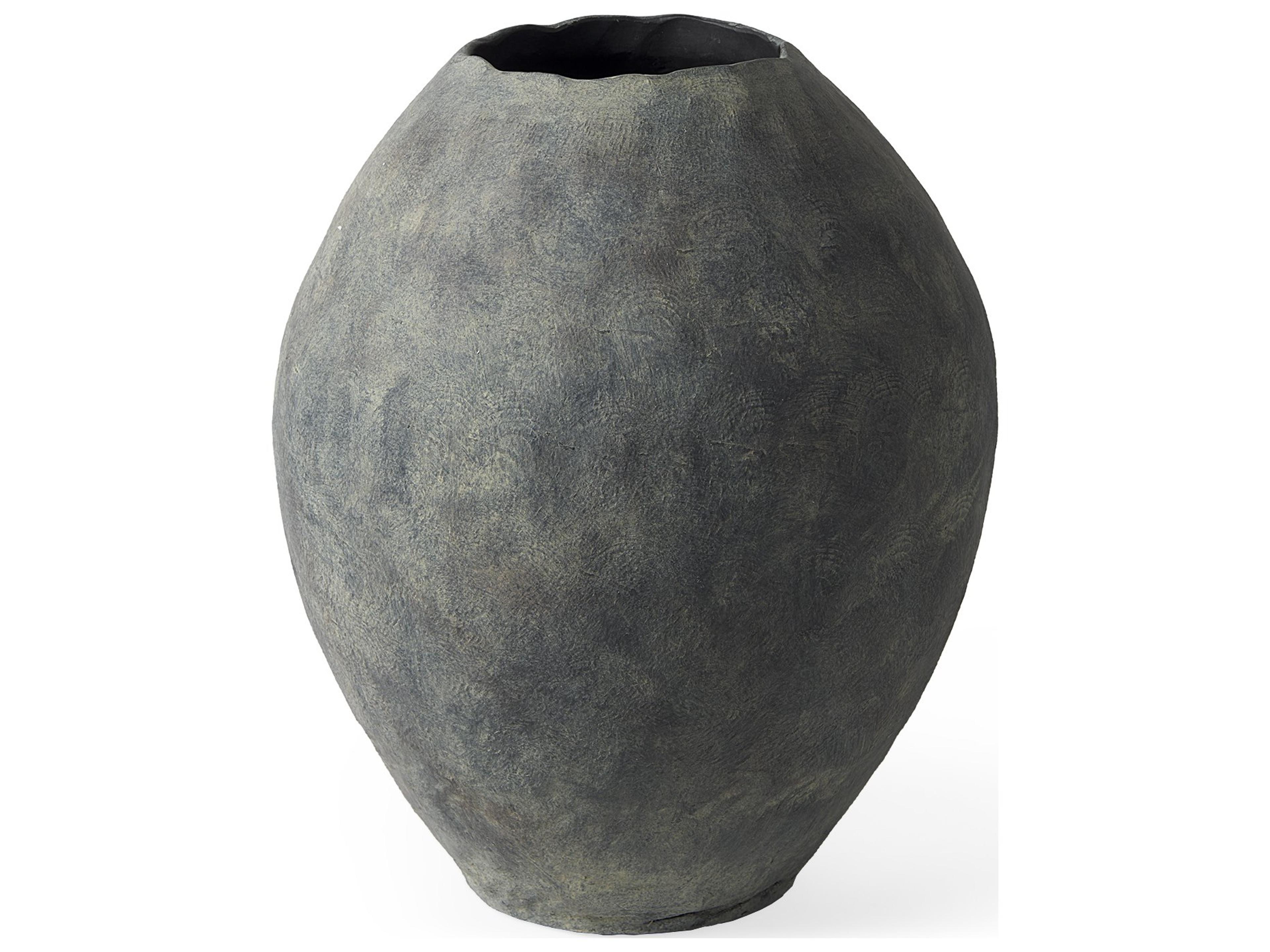 Gobi 20L x 23H Small Gray Ceramic Oval Vase